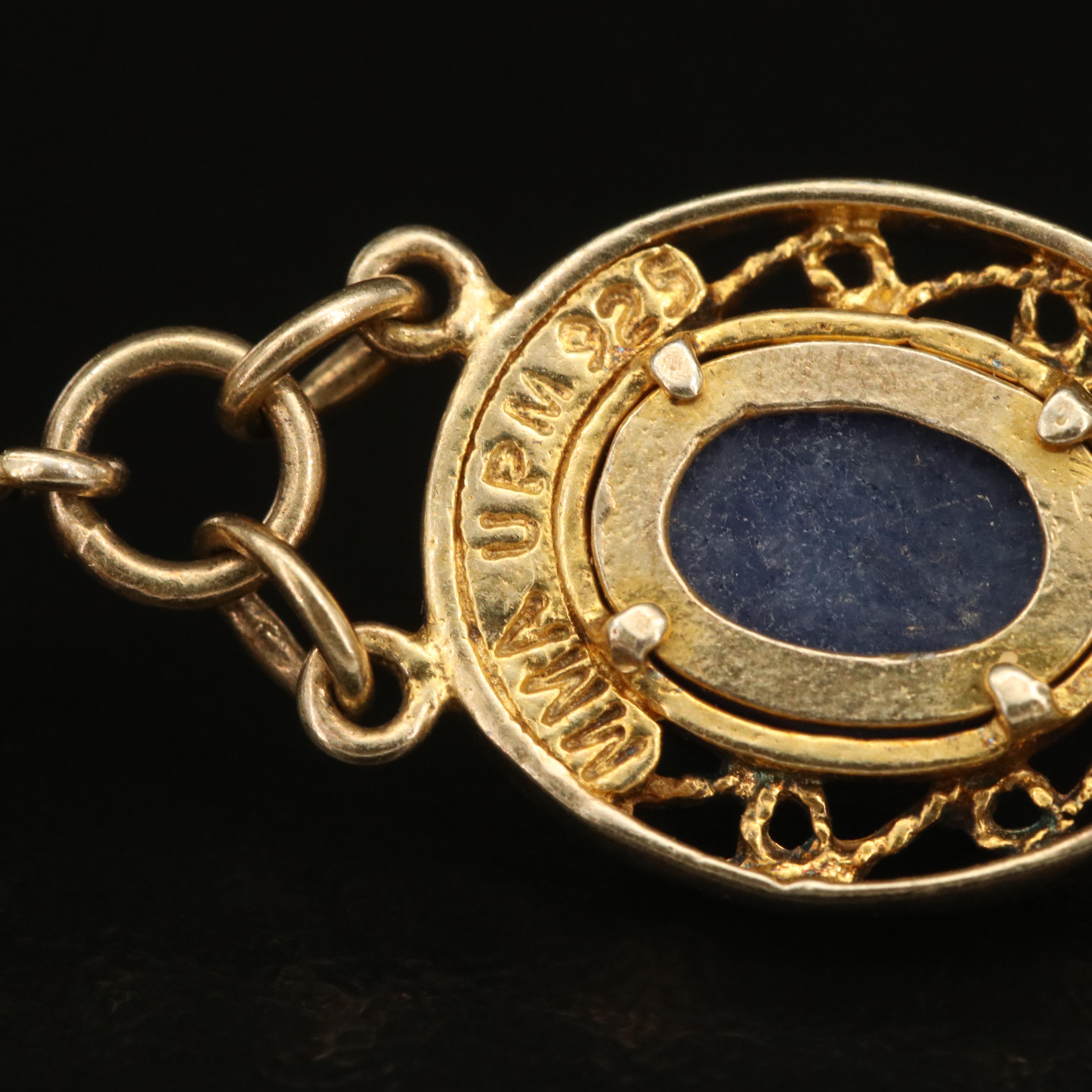 Sterling Filigree Geometric Link Bracelet with Amethyst, Garnet and Sodalite