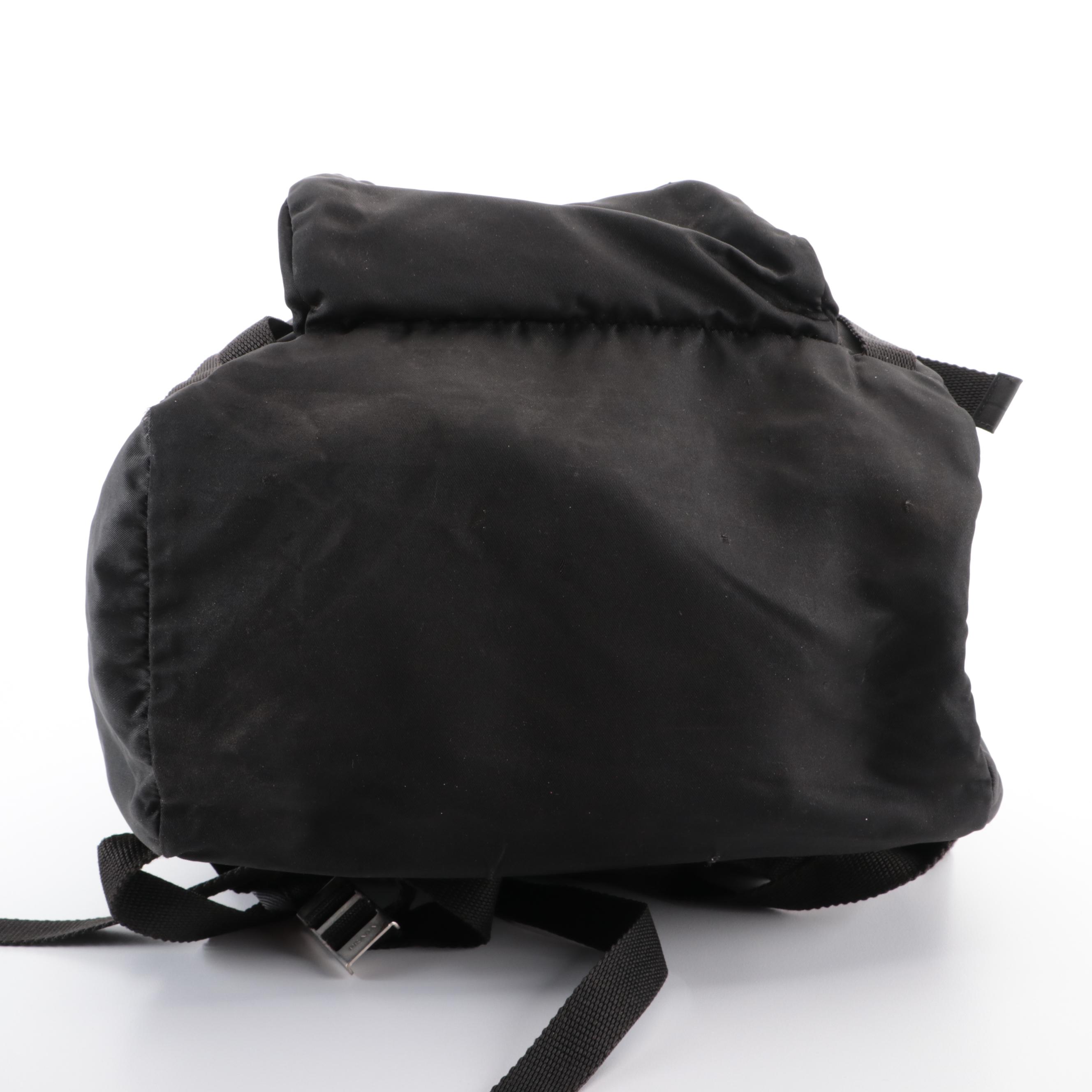 Prada Drawstring Rucksack Backpack in Black Nylon and Canvas