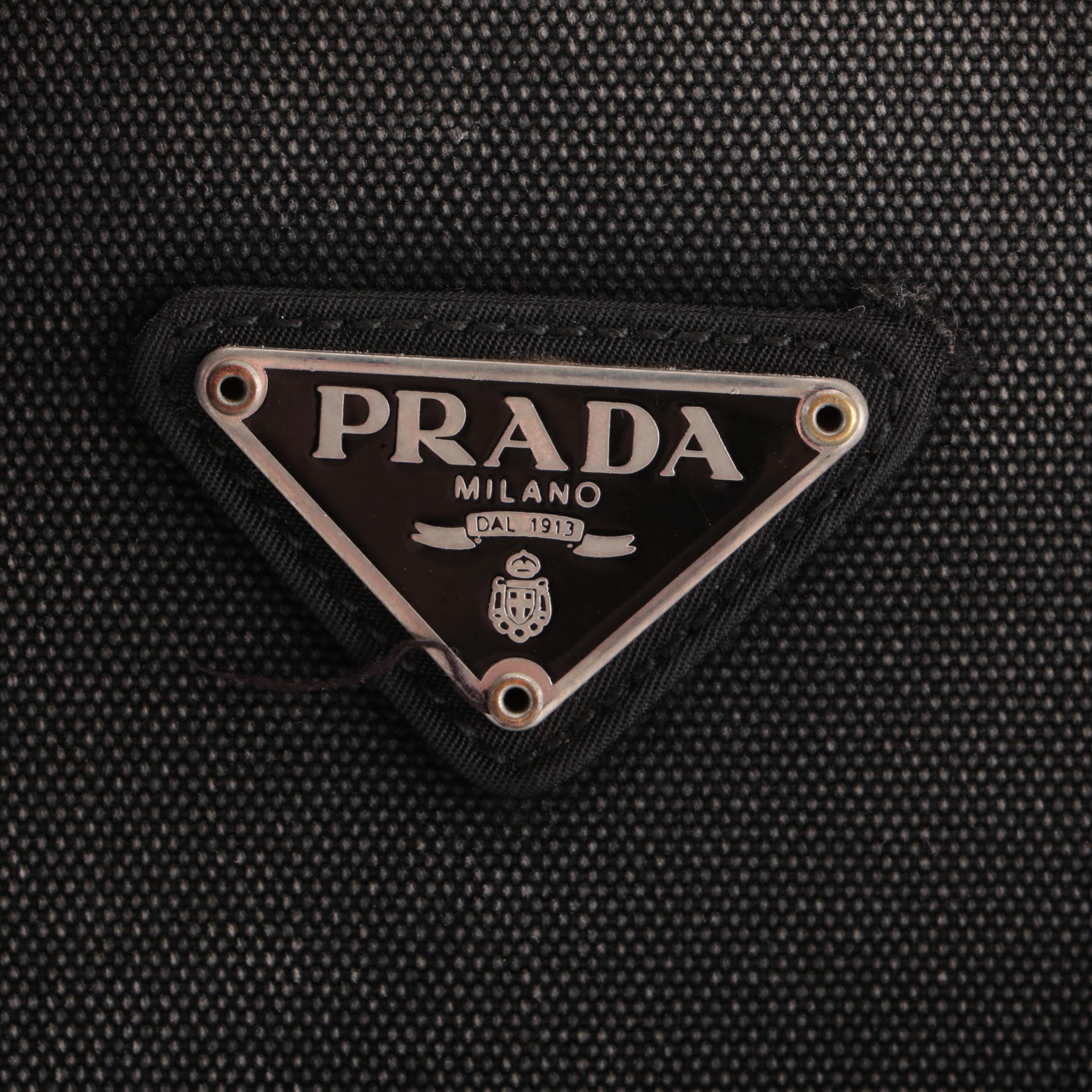 Prada Drawstring Rucksack Backpack in Black Nylon and Canvas
