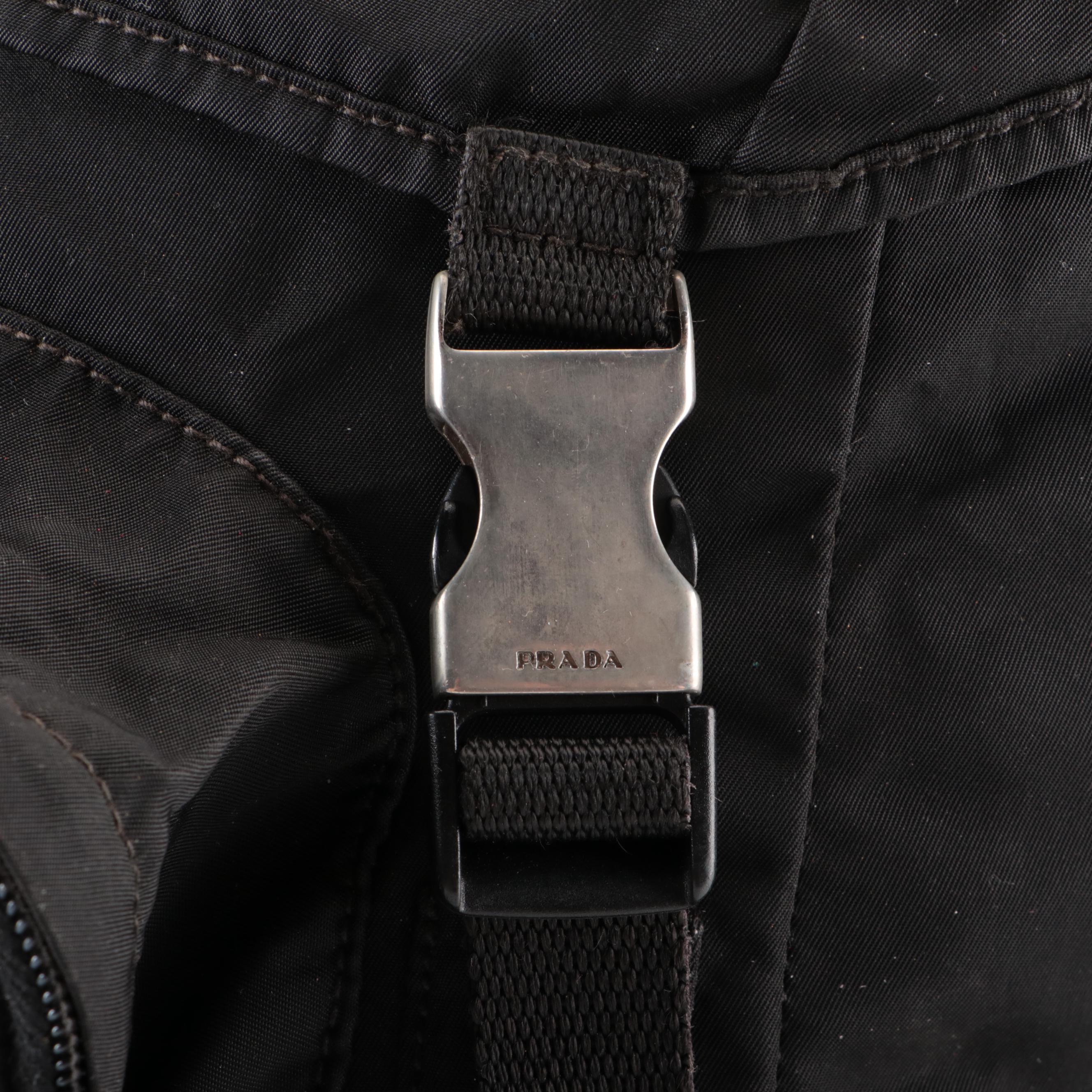 Prada Drawstring Rucksack Backpack in Black Nylon and Canvas