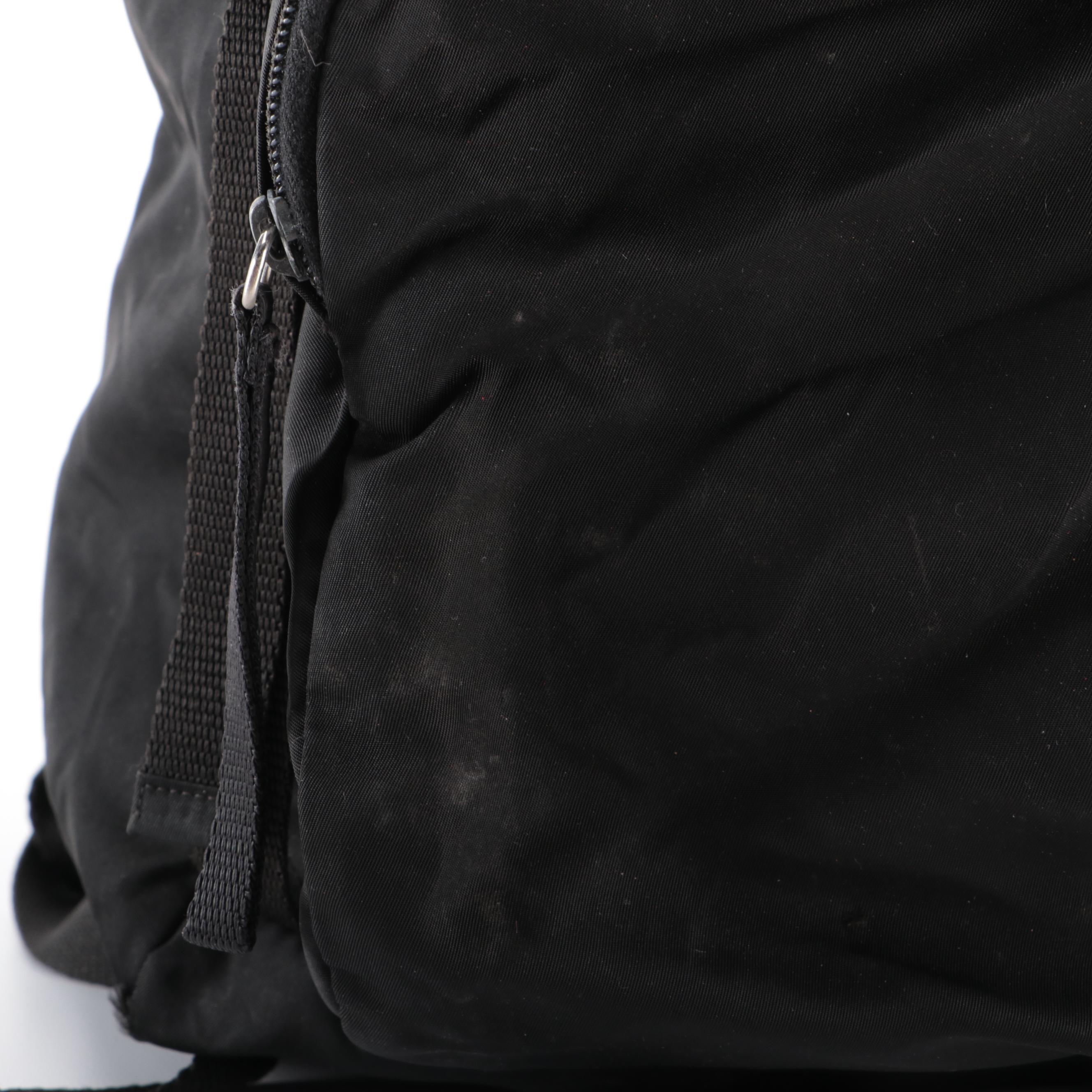 Prada Drawstring Rucksack Backpack in Black Nylon and Canvas