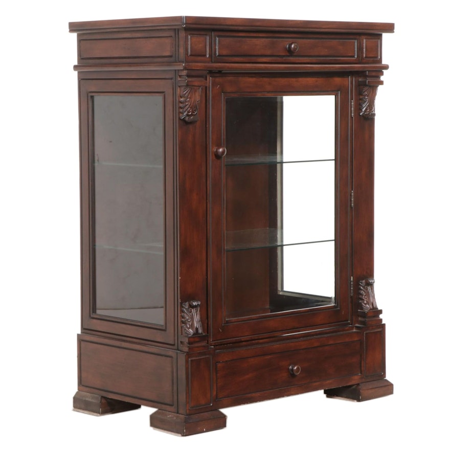 Wood and Glass-Front Display Cabinet, Mid to Late 20th Century