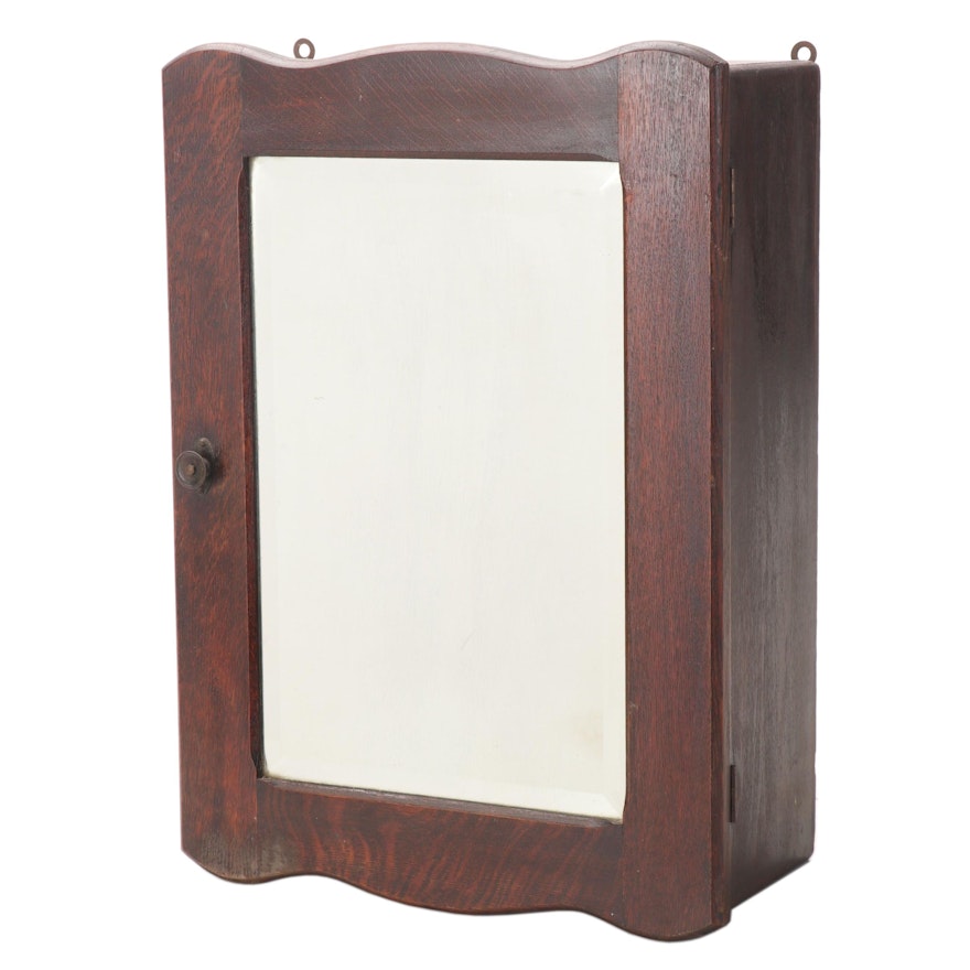 Wall Hanging Wood Medicine Cabinet with Mirror, 20th Century