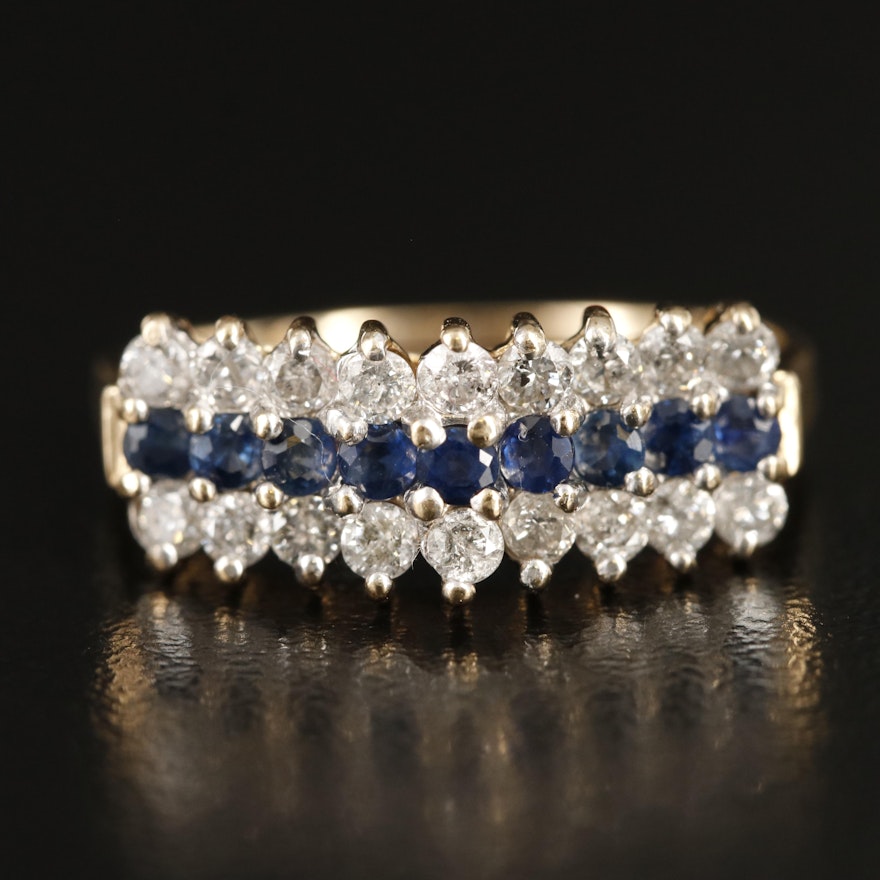 14K 0.54 CTW Diamond and Sapphire Stepped Ring