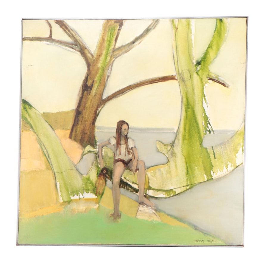 Marion Mass Oil Painting of Figure Seated on Tree