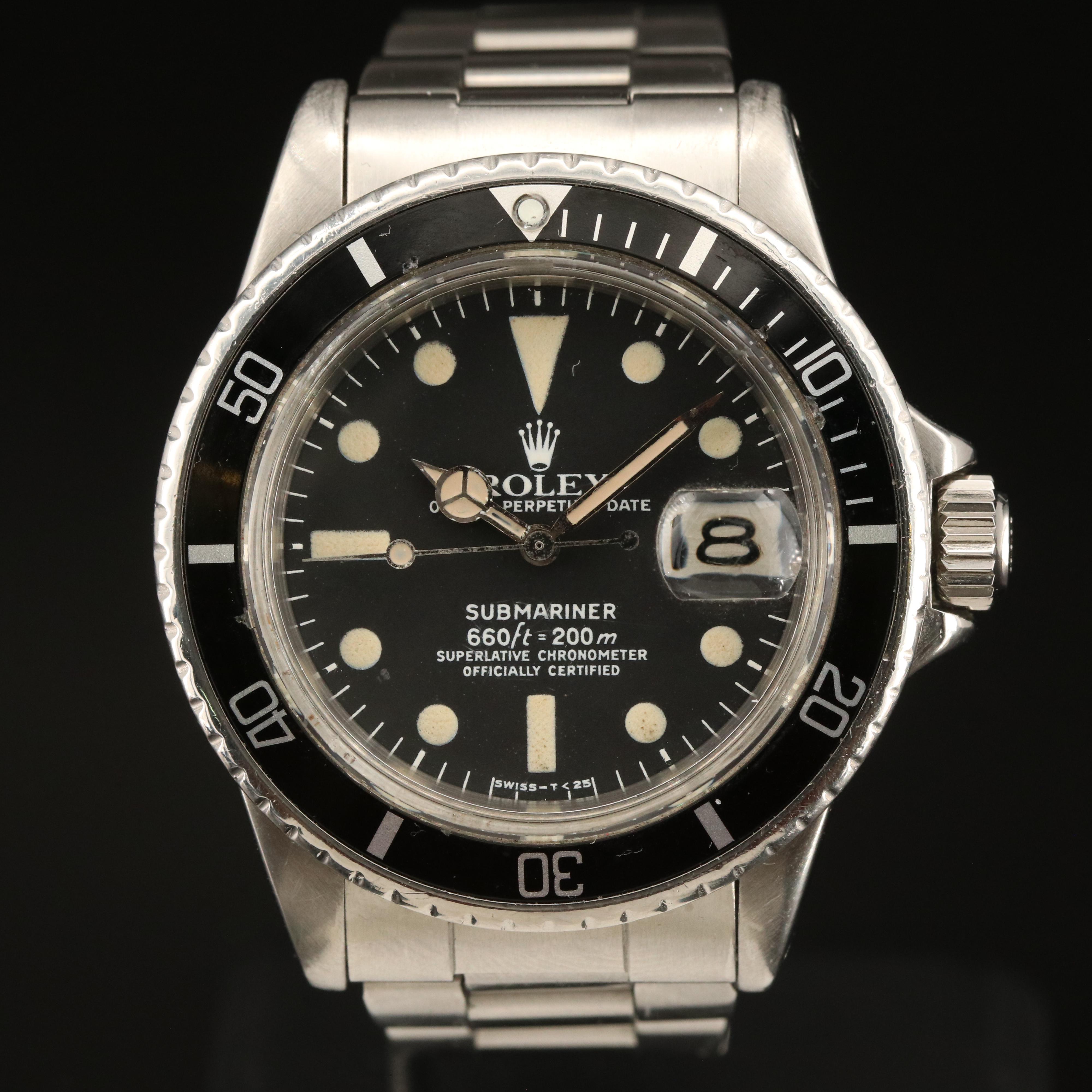 1974 Rolex Submariner Date 1680 Stainless Steel Automatic Watch