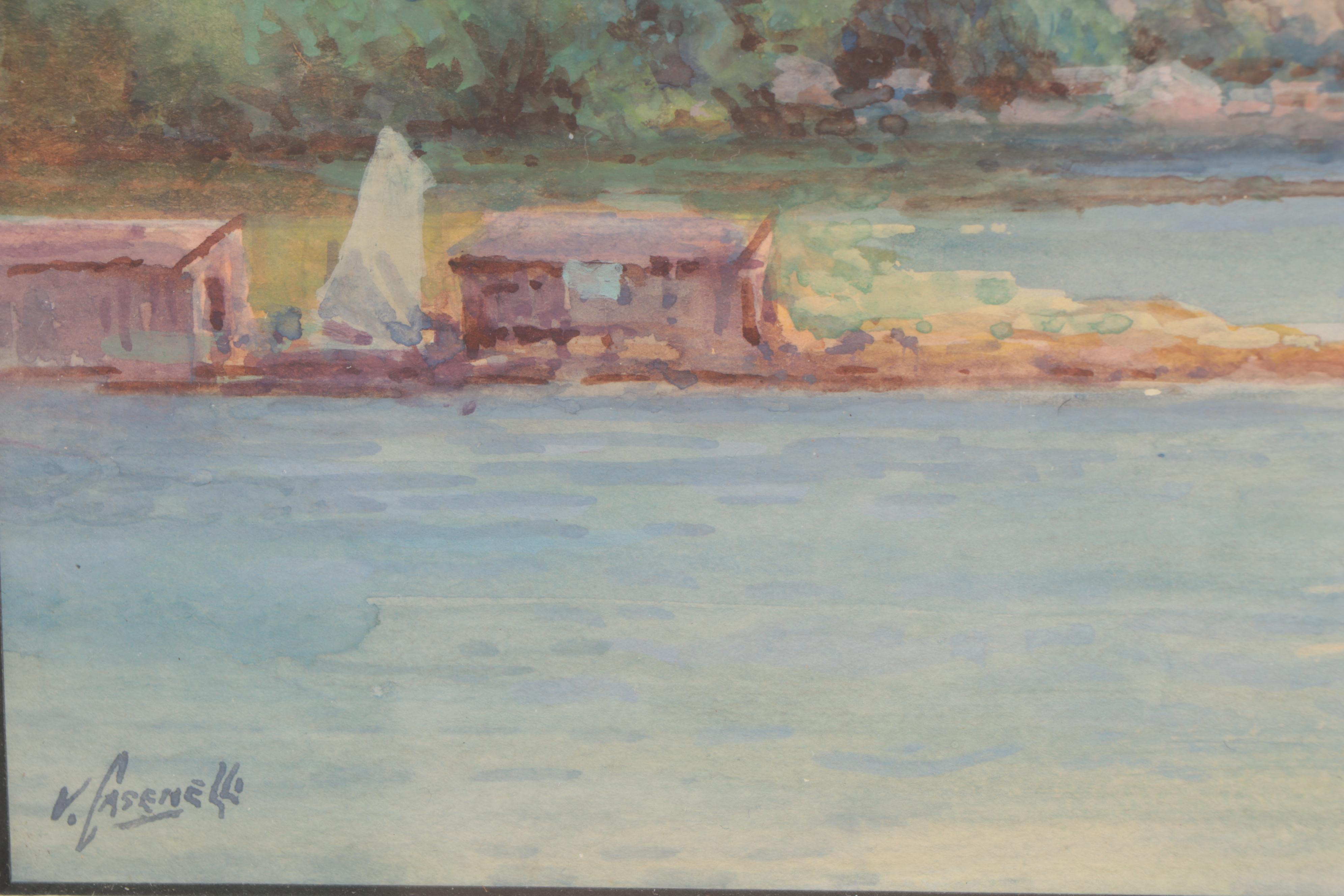 Victor Casenelli Coastal Landscape Watercolor Painting
