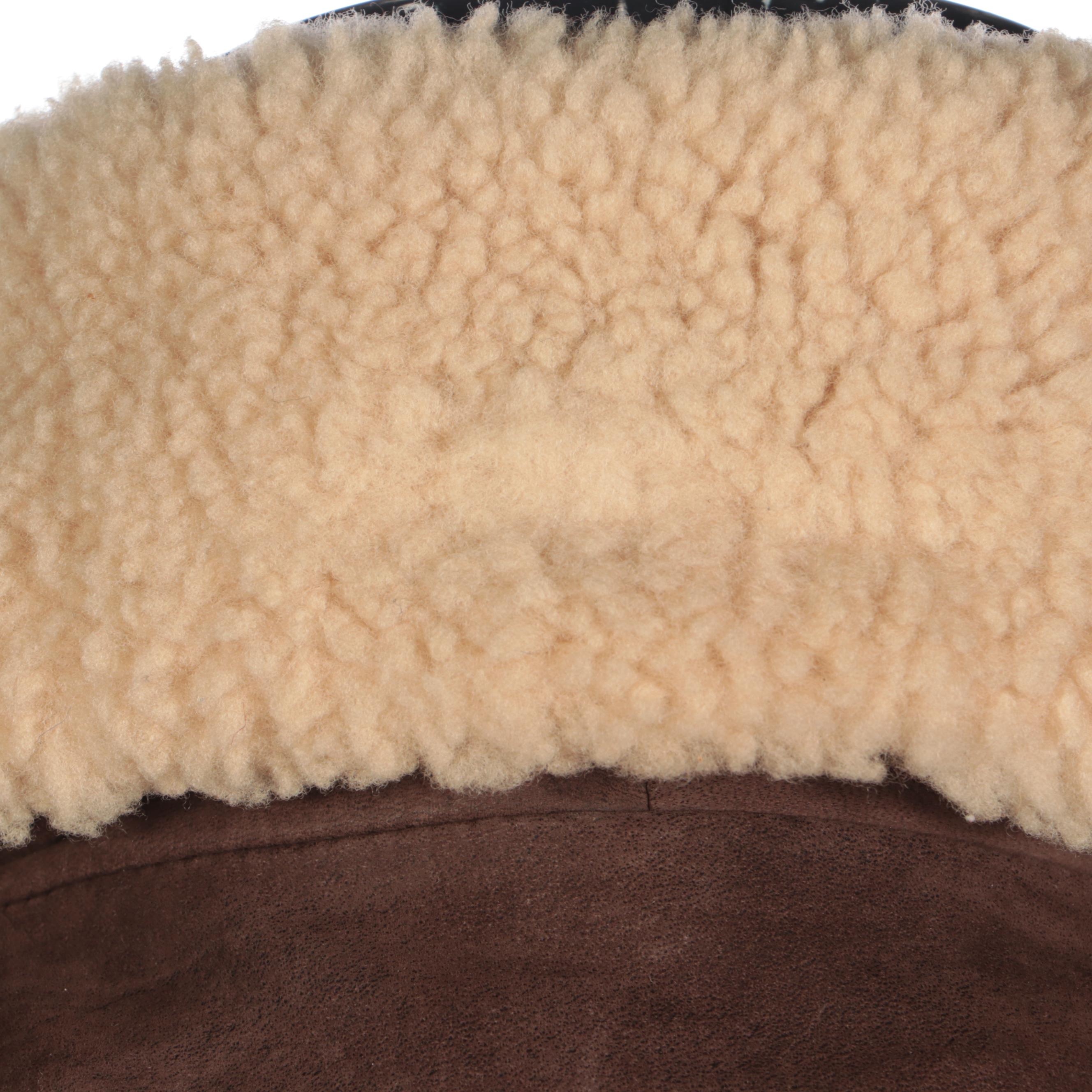 Men's Fabiani Leather Bomber Jacket with Detachable Sheepskin Collar