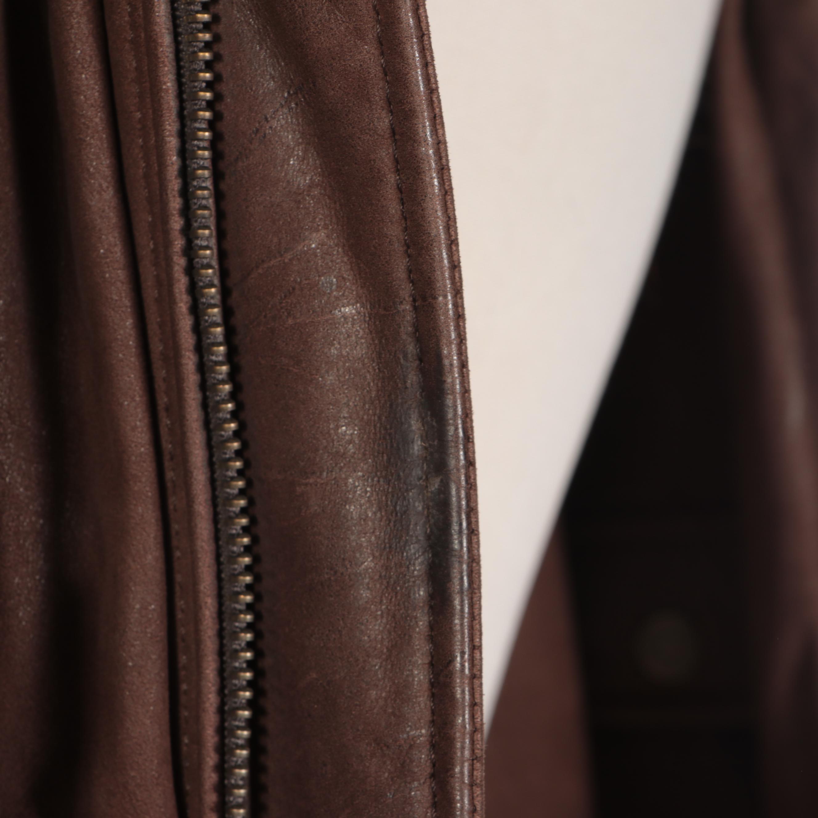 Men's Fabiani Leather Bomber Jacket with Detachable Sheepskin Collar