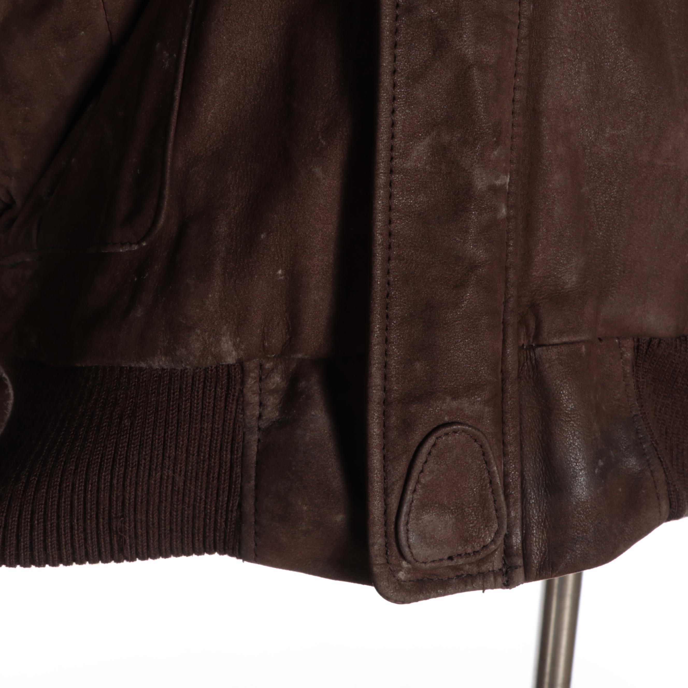 Men's Fabiani Leather Bomber Jacket with Detachable Sheepskin Collar