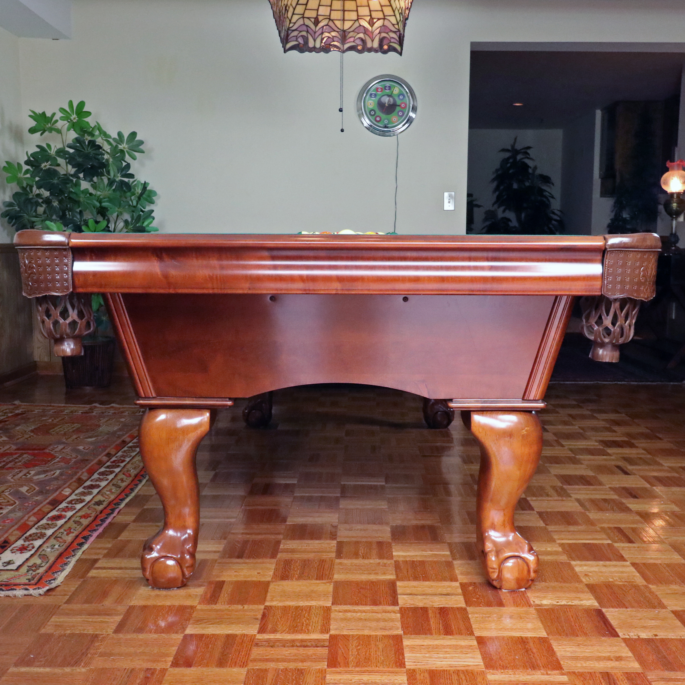 American Heritage Pool Table with Cue Sticks and Accessories