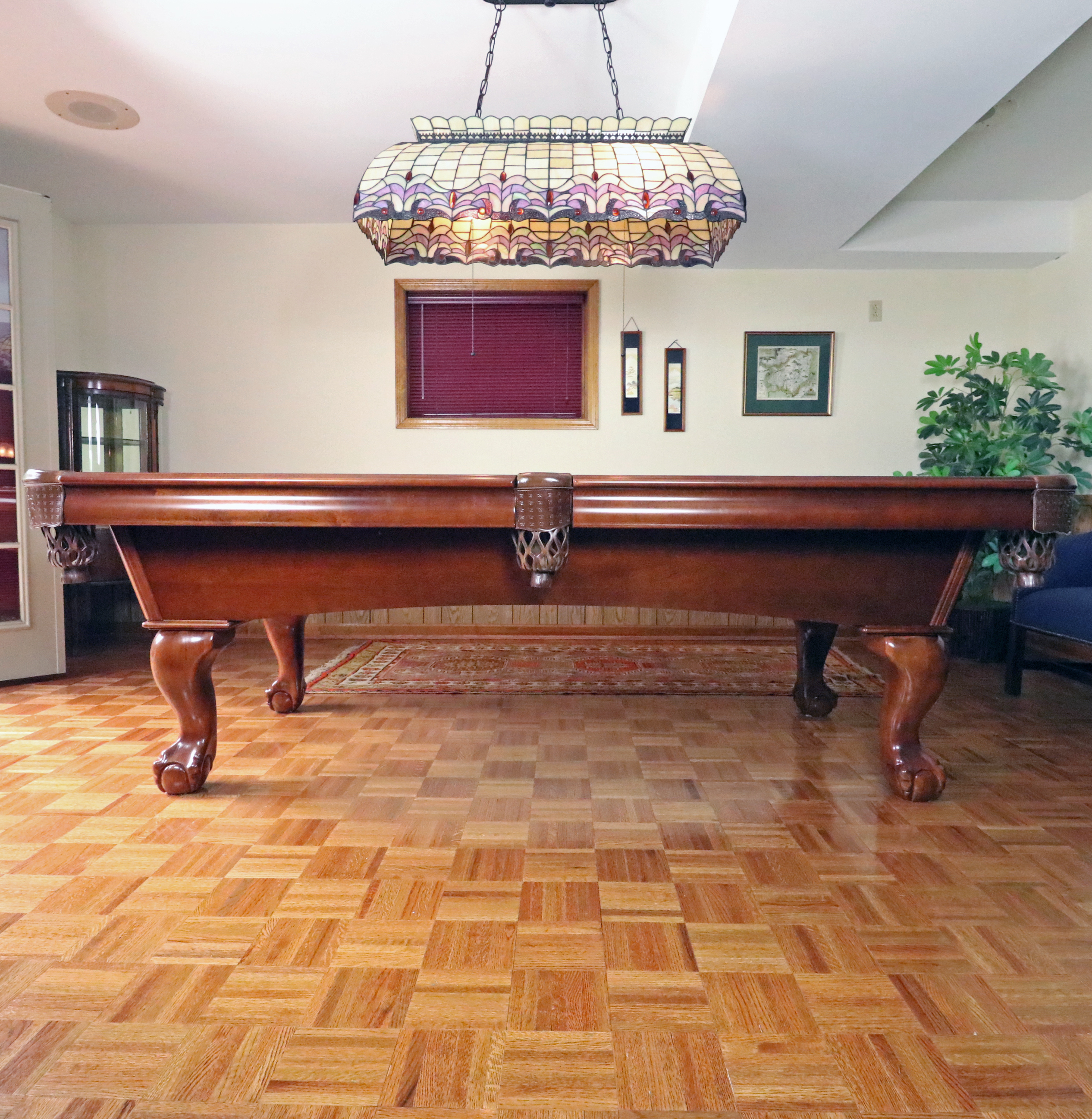 American Heritage Pool Table with Cue Sticks and Accessories