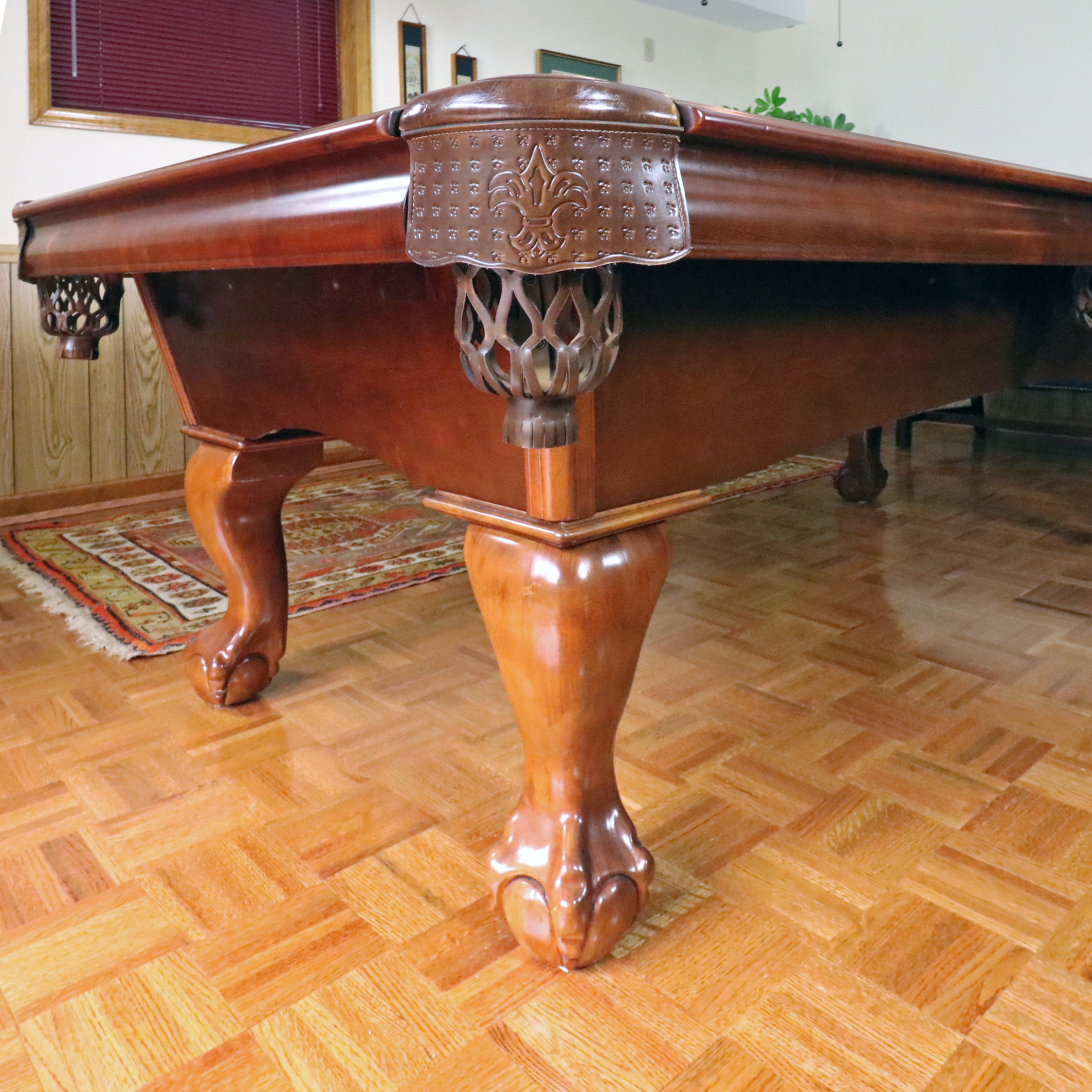 American Heritage Pool Table with Cue Sticks and Accessories