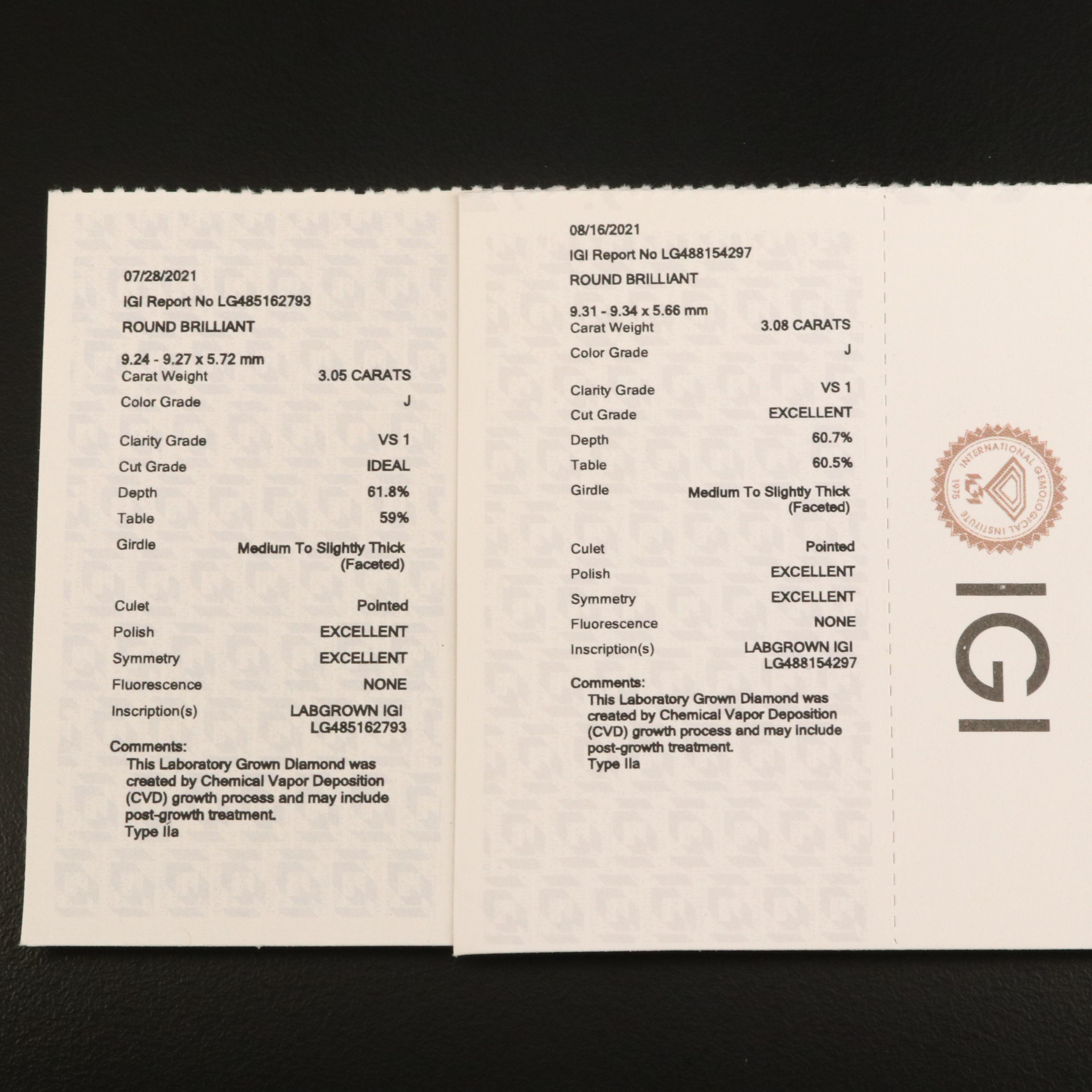 14K 6.13 CTW Lab Grown Diamond Stud Earrings with IGI Reports