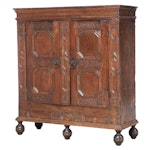 Early European Carved Oak Livery Cabinet