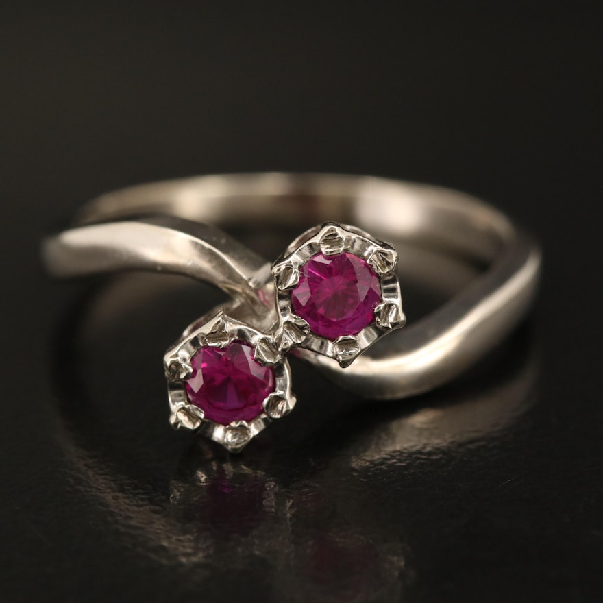 14K Ruby Toi et Moi Ring