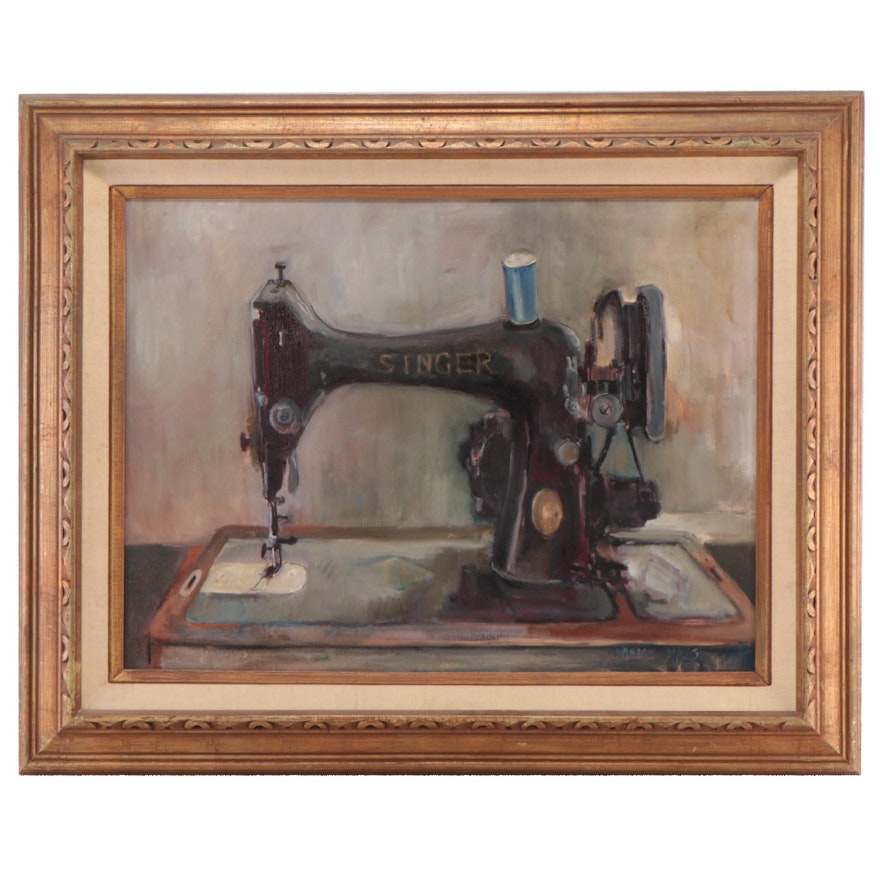 Marion Maas Oil Painting of Sewing Machine