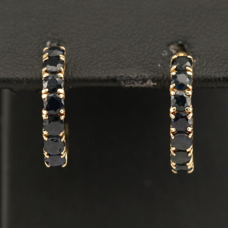 14K Sapphire Hoop Earrings