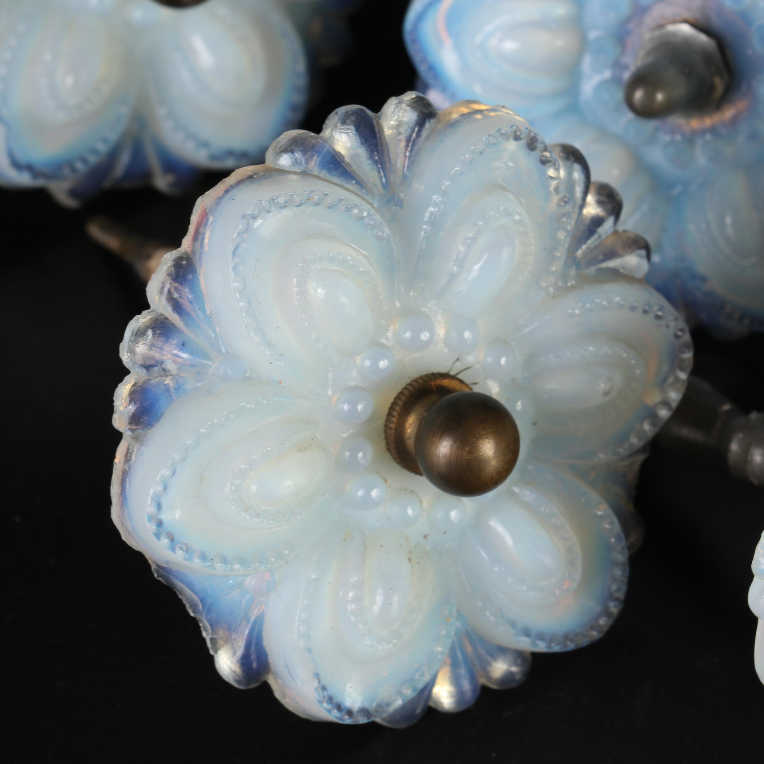 Victorian Opalescent Sandwich and Pressed Glass Curtain Tie Backs