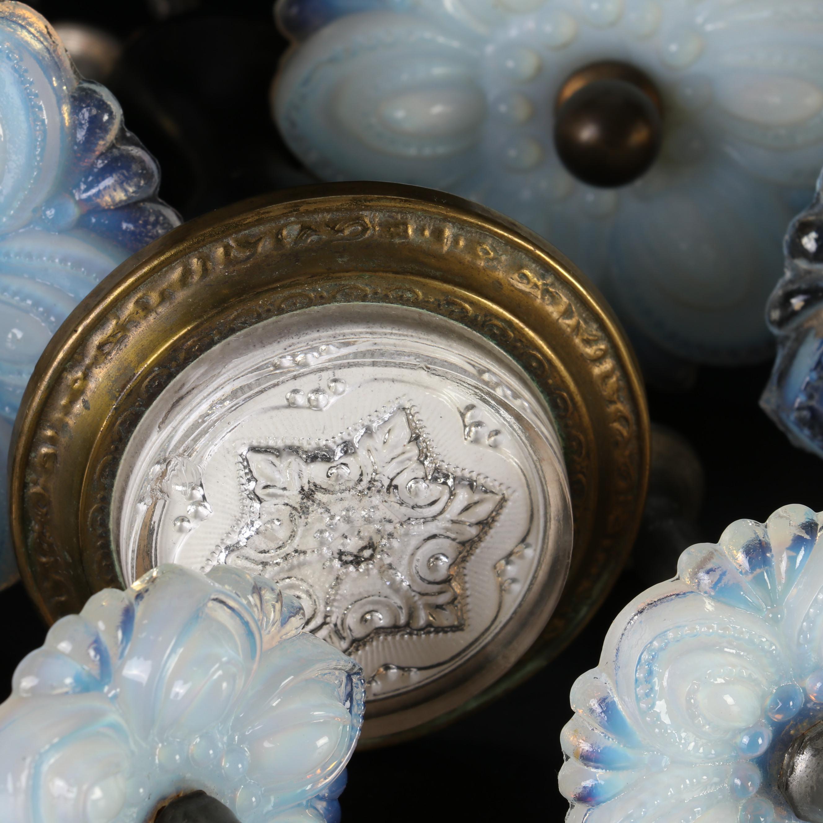 Victorian Opalescent Sandwich and Pressed Glass Curtain Tie Backs