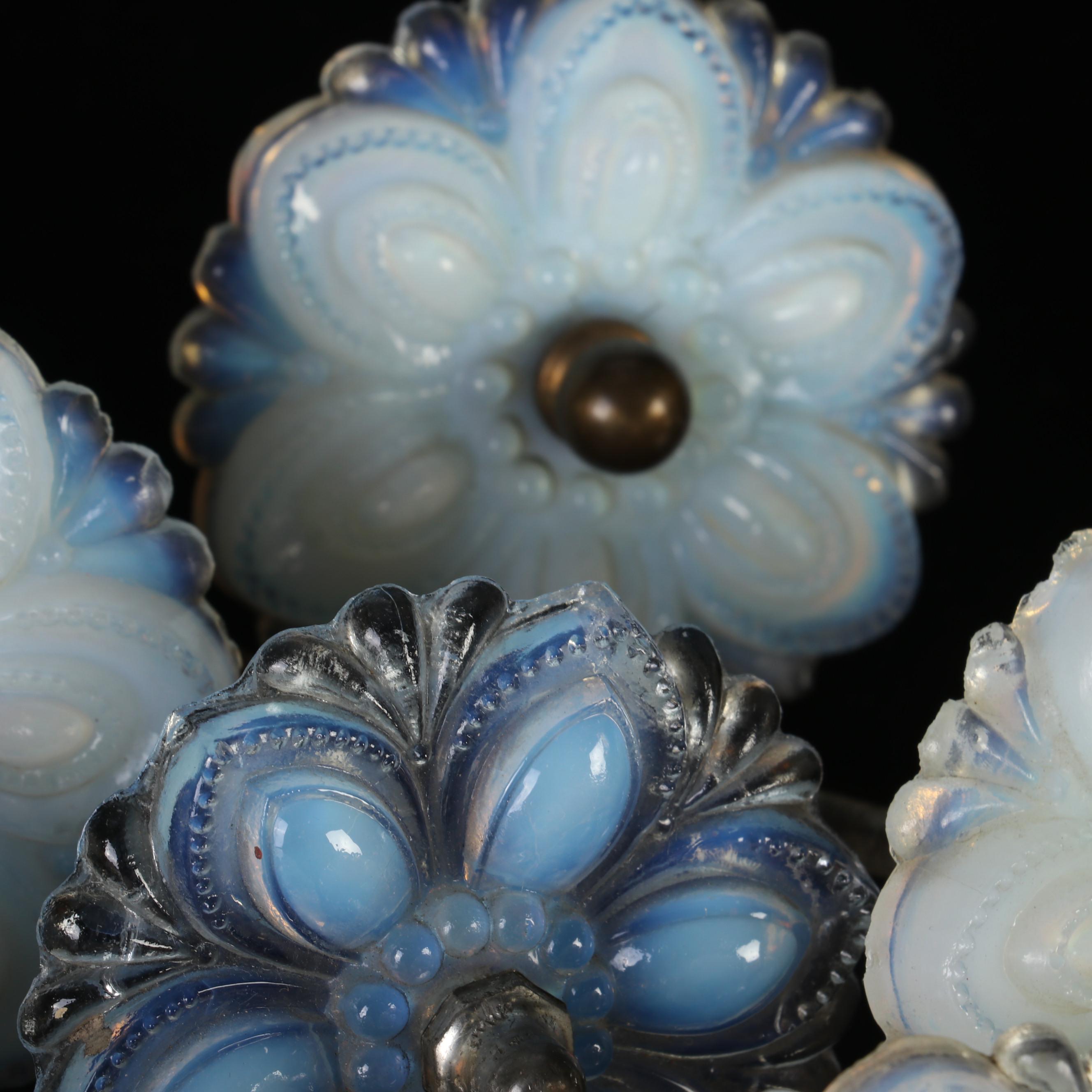 Victorian Opalescent Sandwich and Pressed Glass Curtain Tie Backs