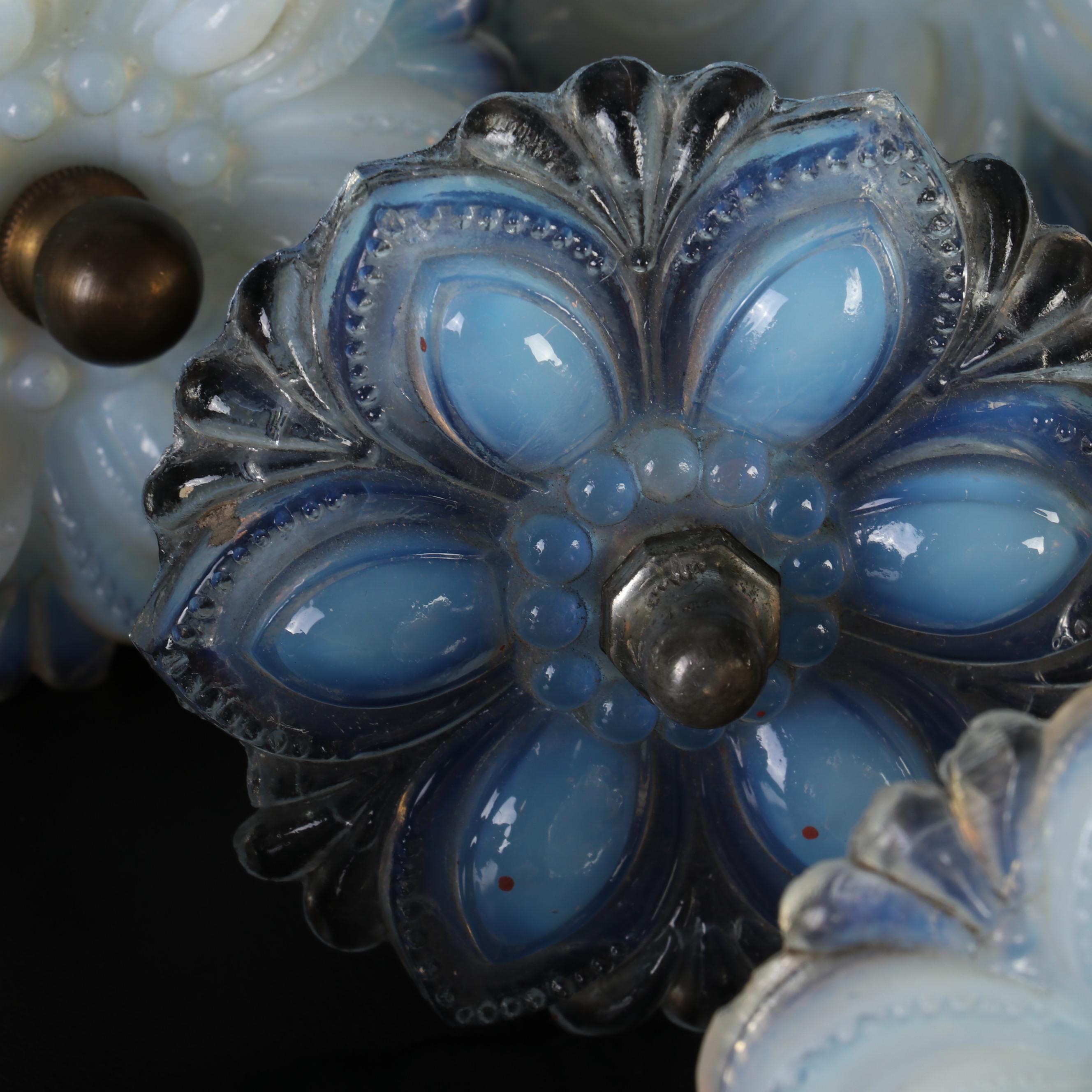 Victorian Opalescent Sandwich and Pressed Glass Curtain Tie Backs