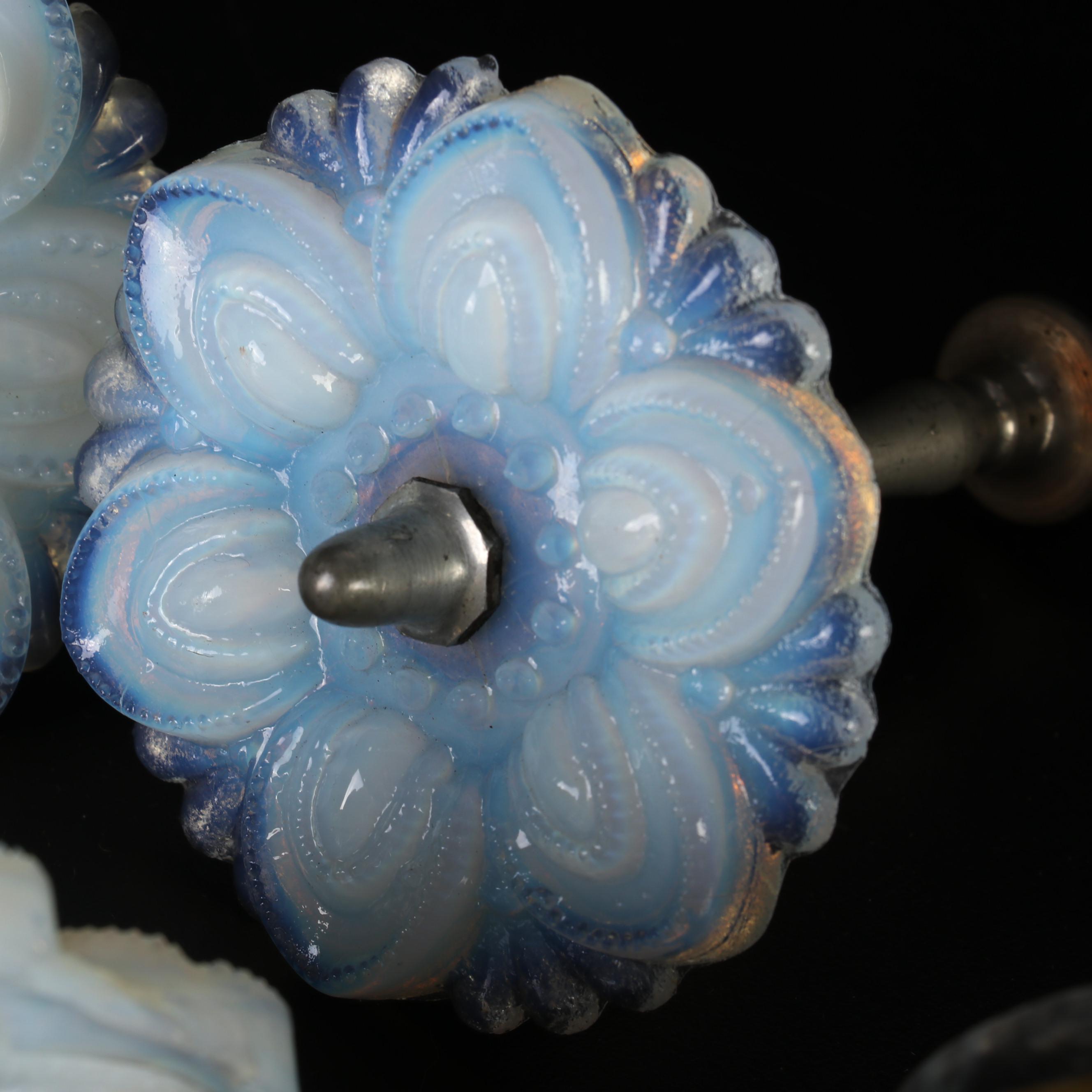 Victorian Opalescent Sandwich and Pressed Glass Curtain Tie Backs