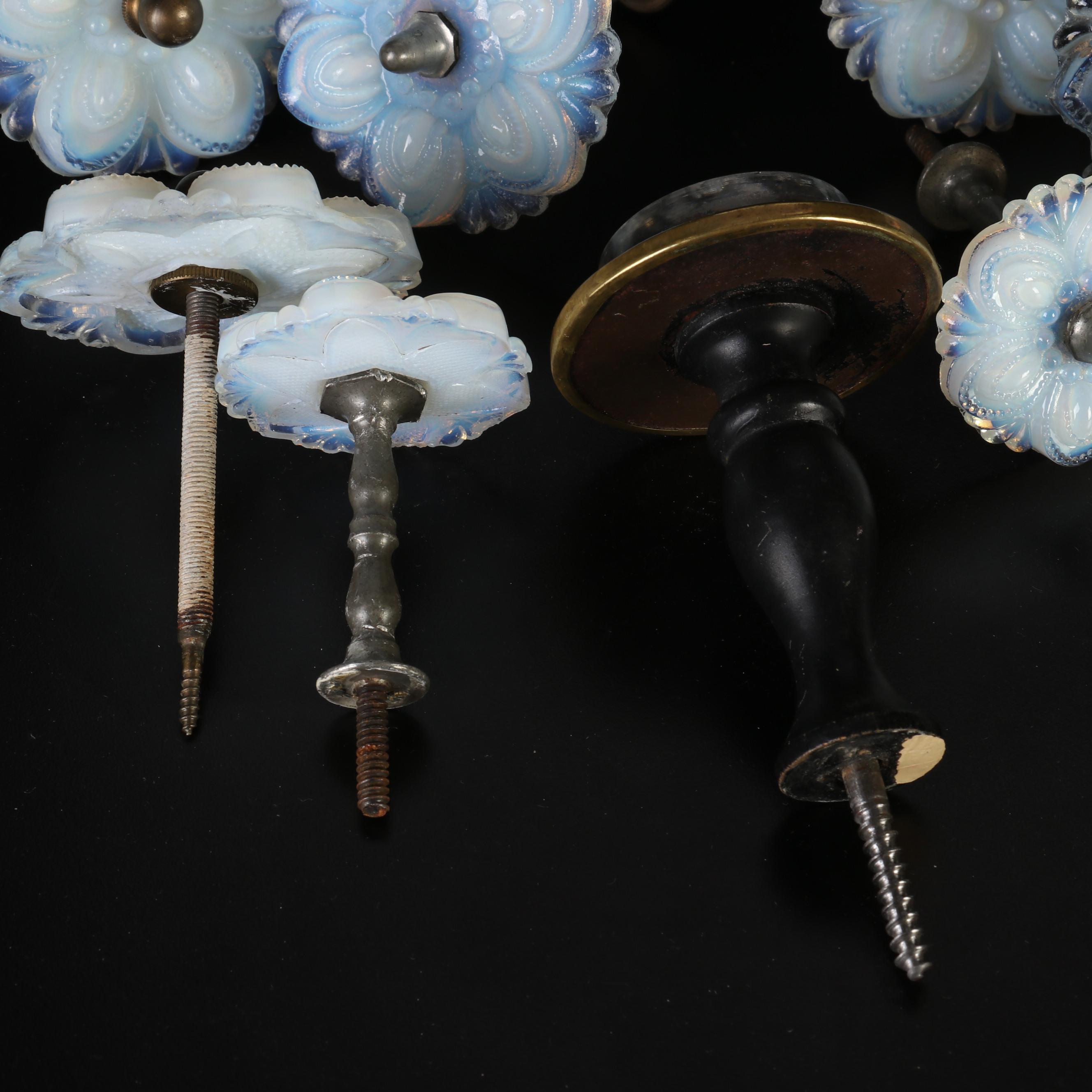 Victorian Opalescent Sandwich and Pressed Glass Curtain Tie Backs