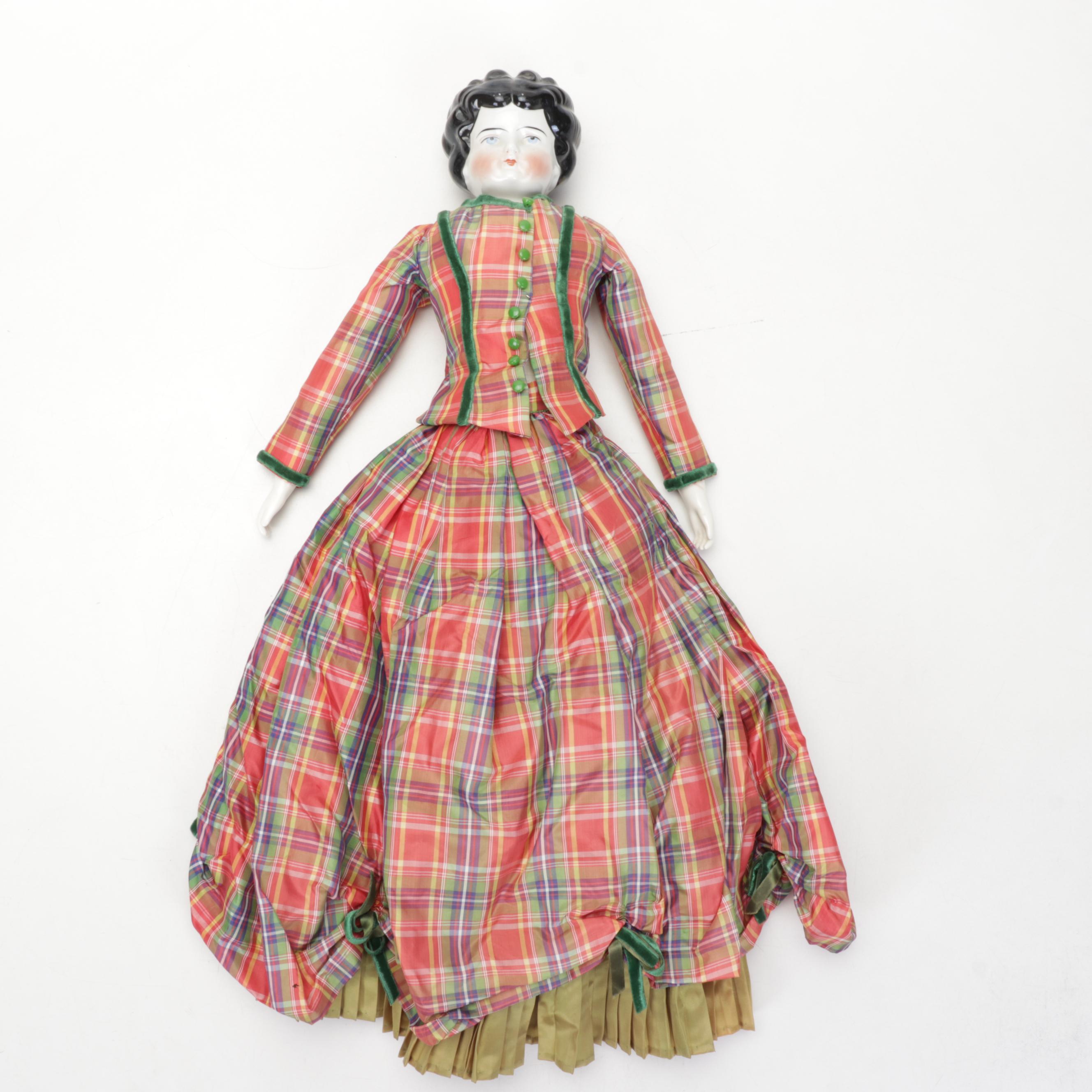 Porcelain China Head Dolls Featuring "Low Brow" and "Flat Top"