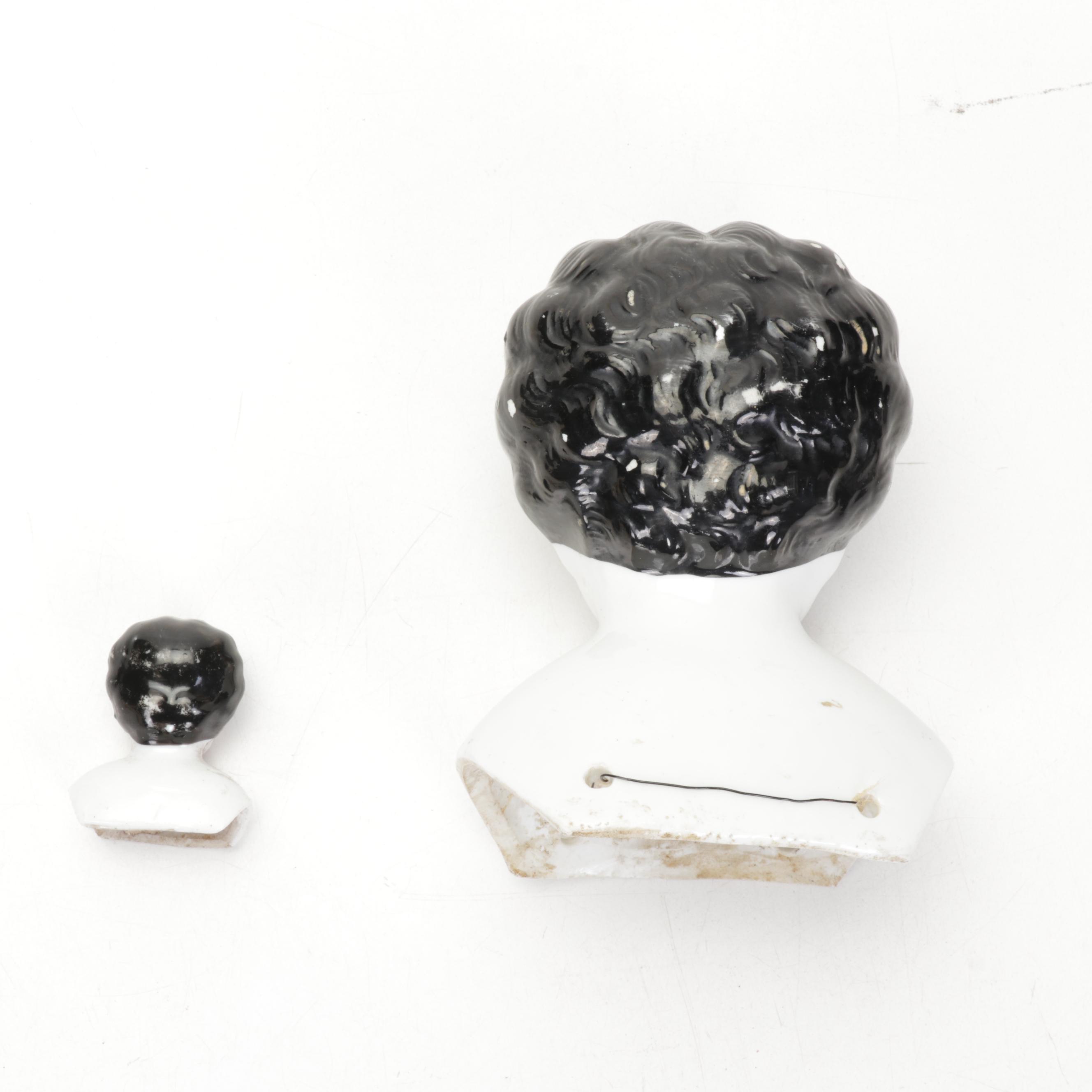 Porcelain China Head Dolls Featuring "Low Brow" and "Flat Top"