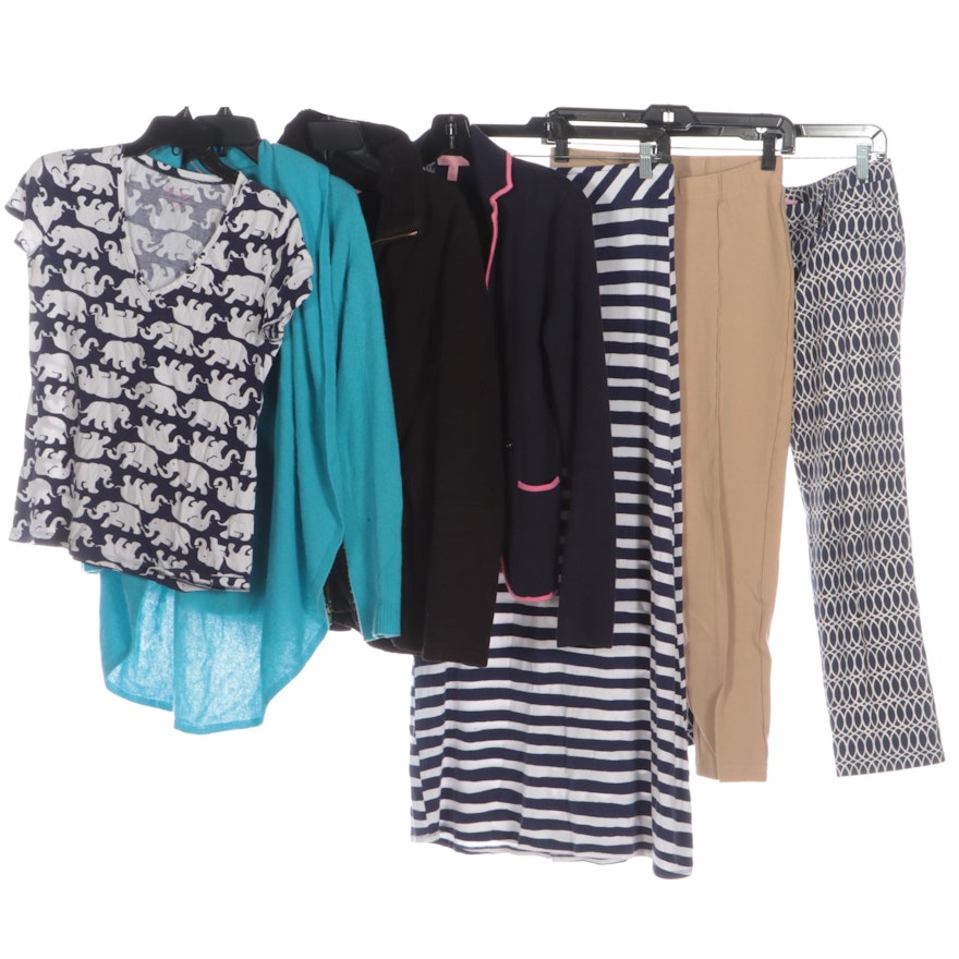 Lilly Pulitzer Knit Jacket, Zip Jacket, Stretch Pants, V-Neck, Cashmere Shrug