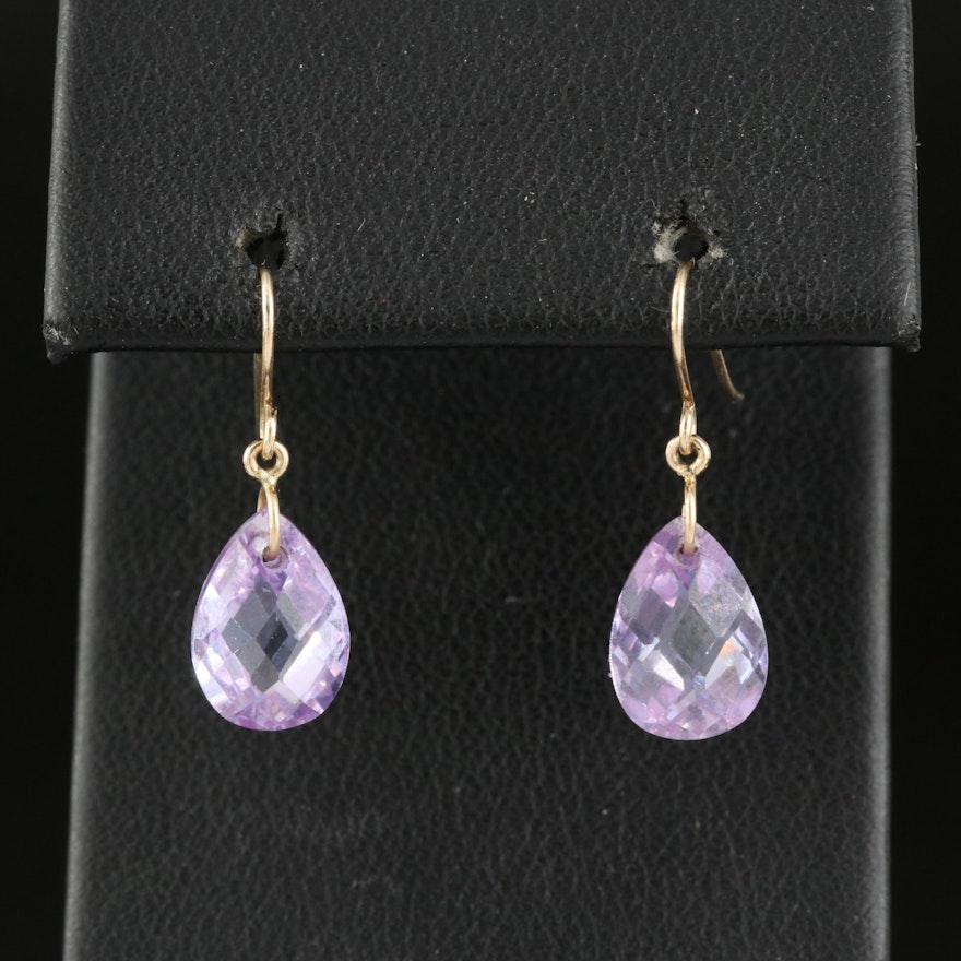 14K Cubic Zirconia Drop Earrings