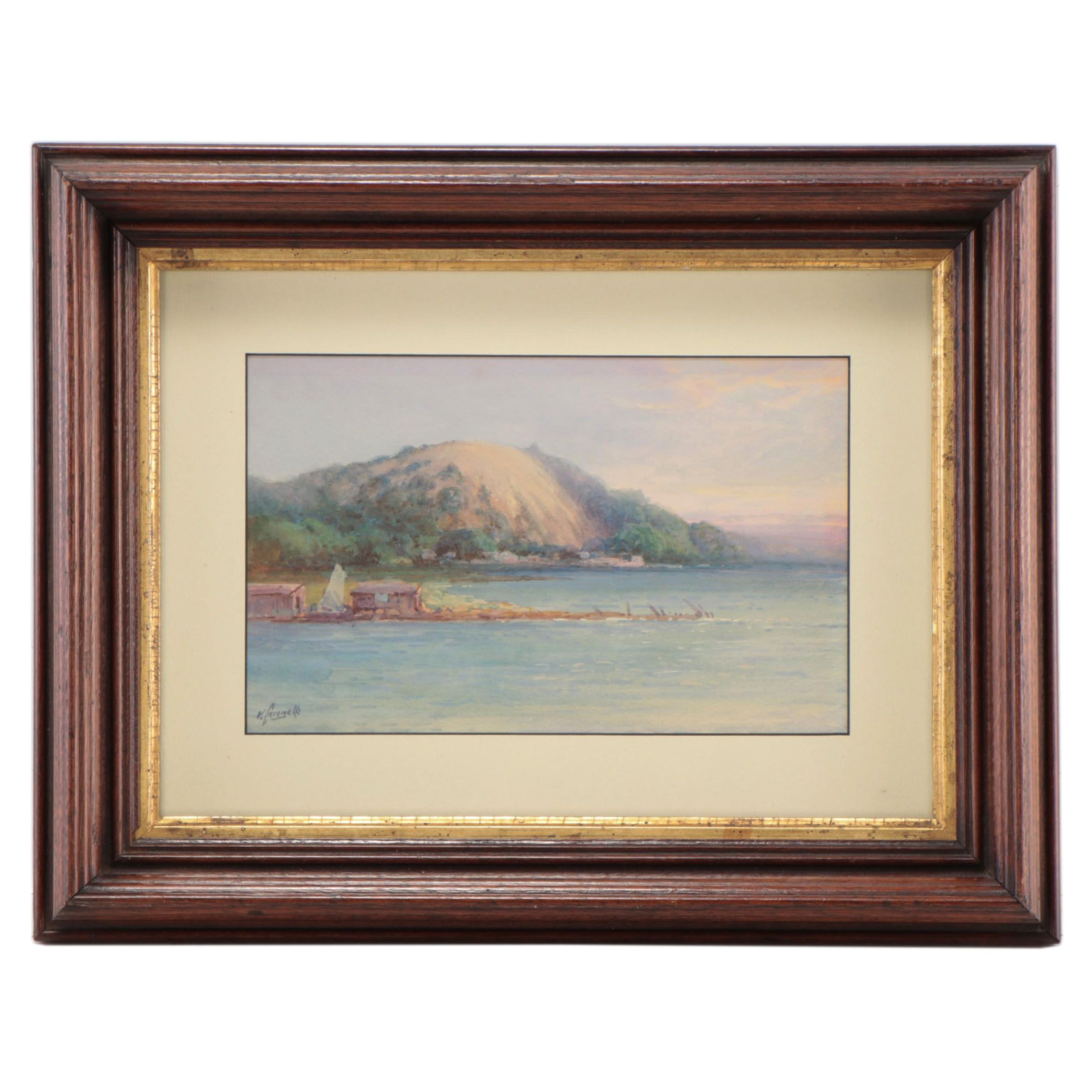 Victor Casenelli Coastal Landscape Watercolor Painting