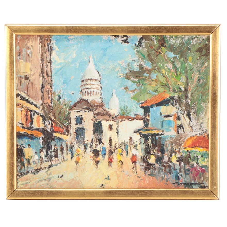 Impressionist Style Street Scene Oil Painting