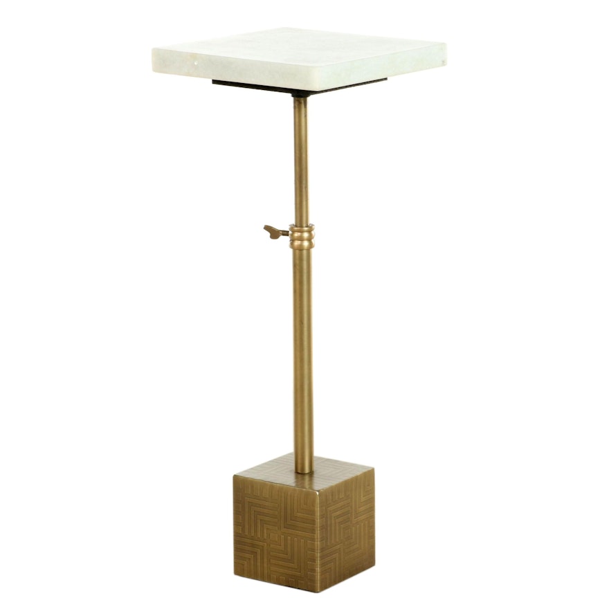 Four Hands "Sirius" Brass-Finished Steel and Marble Top Adjustable Side Table