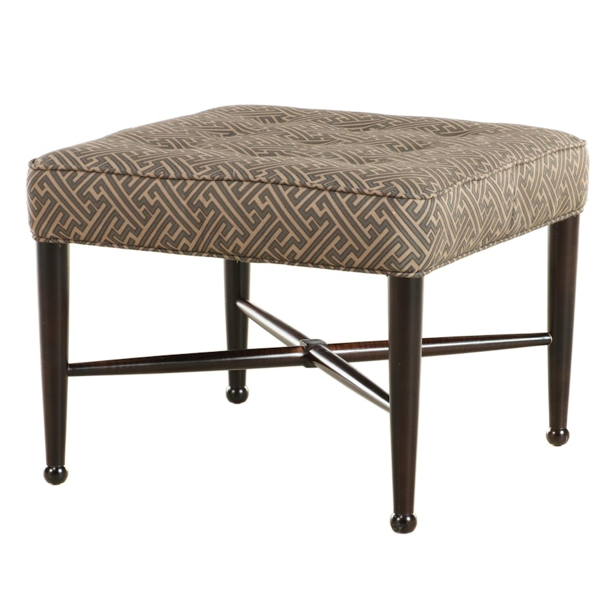 Arhaus Furniture Custom-Upholstered and Button-Tufted Ottoman