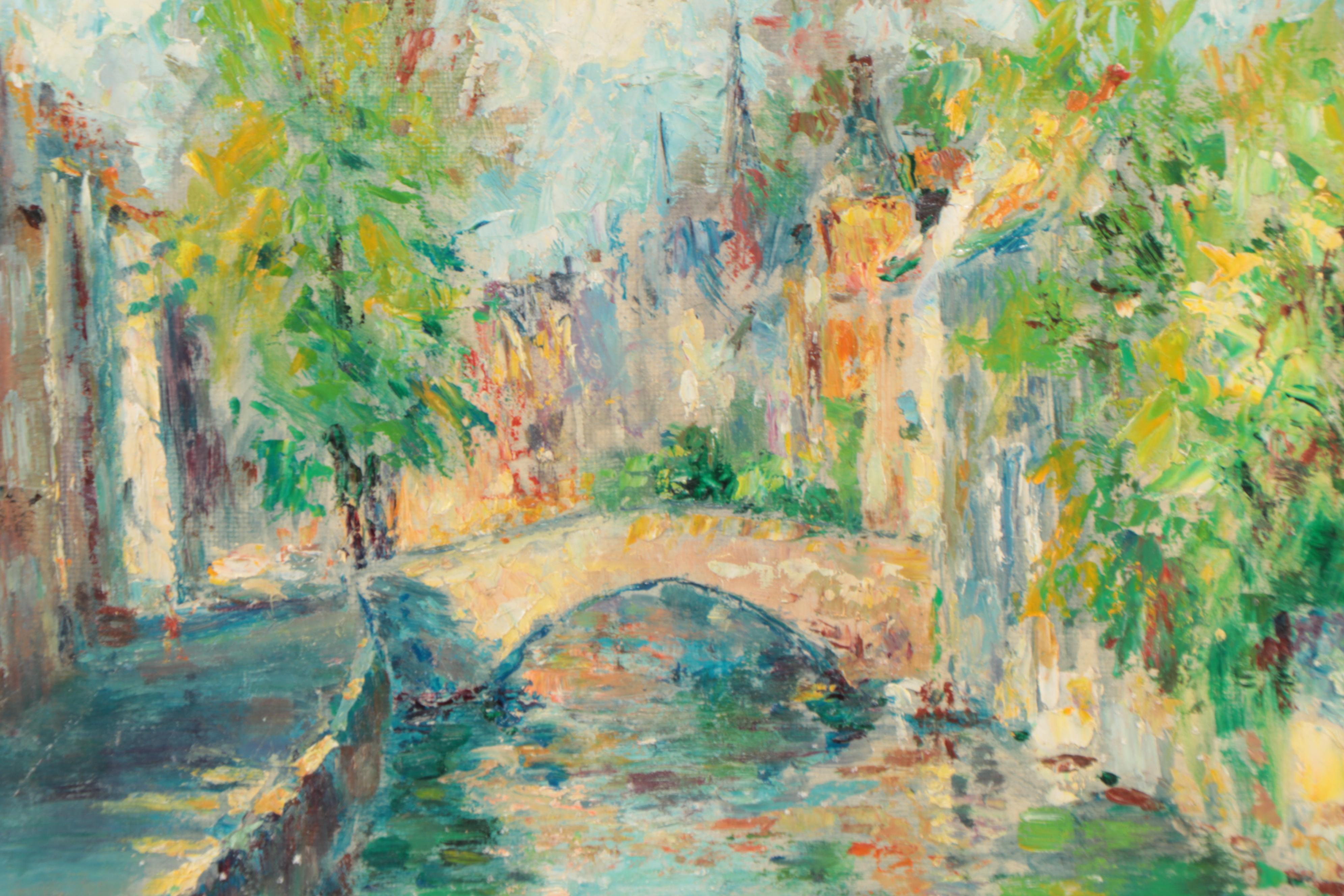 Maurice Helewaut Oil Painting "Bruges Canal"