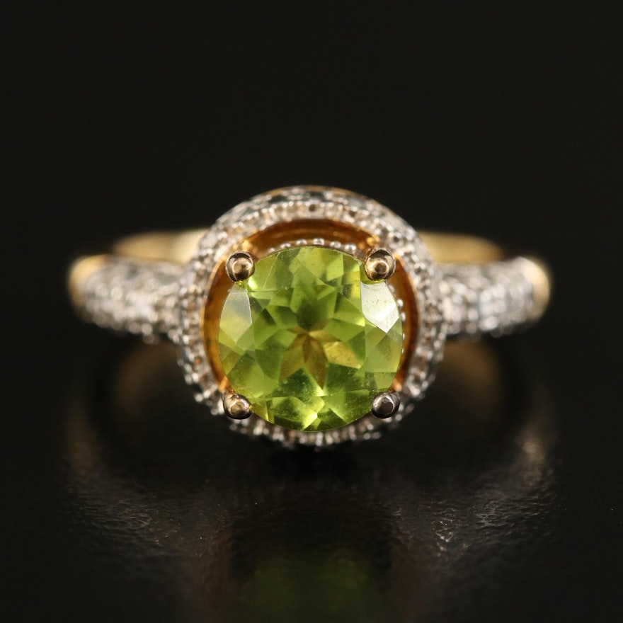 Sterling Peridot and Diamond Ring