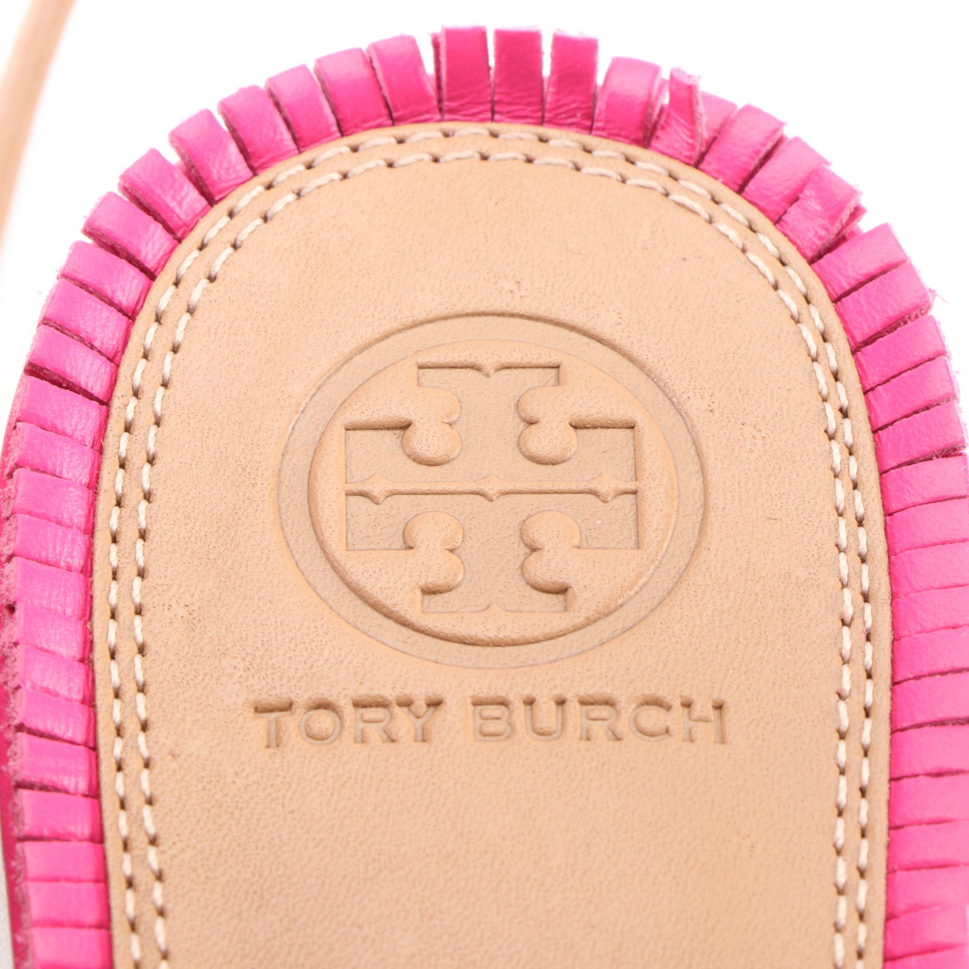 Tory Burch Miller Fringe Flat Leather Sandals with Box