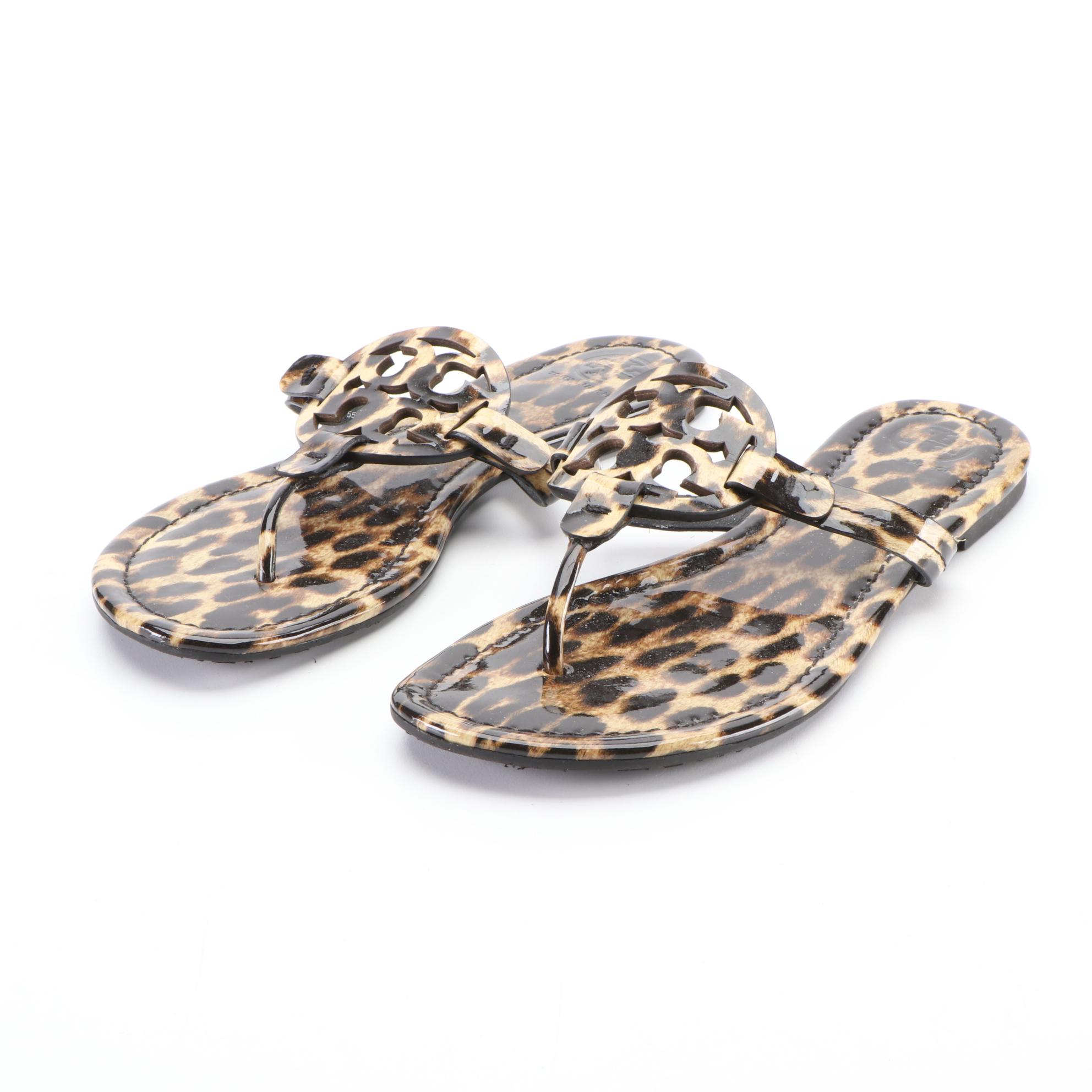 Tory Burch Miller Patent Leather Flat Sandals with Box