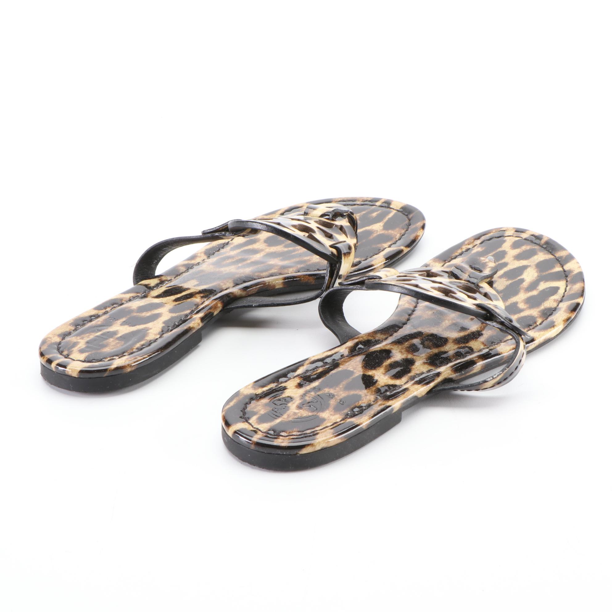 Tory Burch Miller Patent Leather Flat Sandals with Box