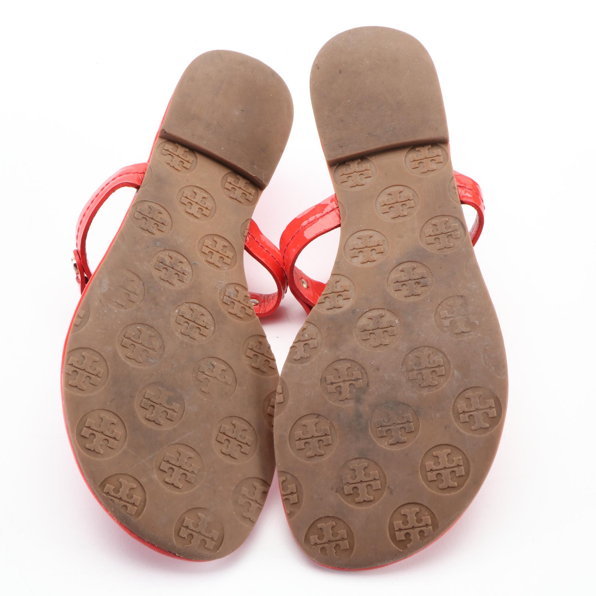 Tory Burch Miller Patent Leather Flat Sandals with Box