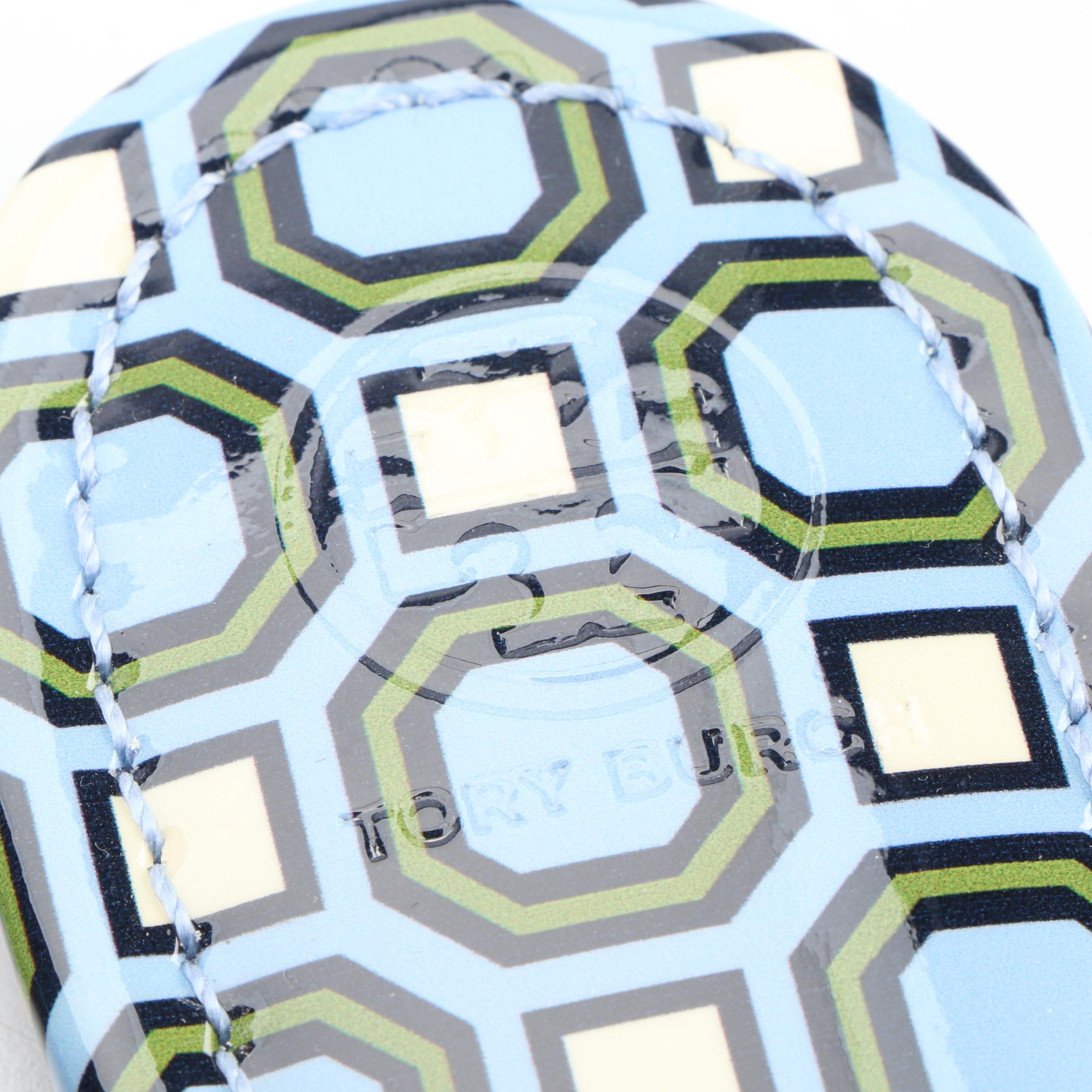 Tory Burch Liberty Patterned Patent Leather Flat Sandals with Box