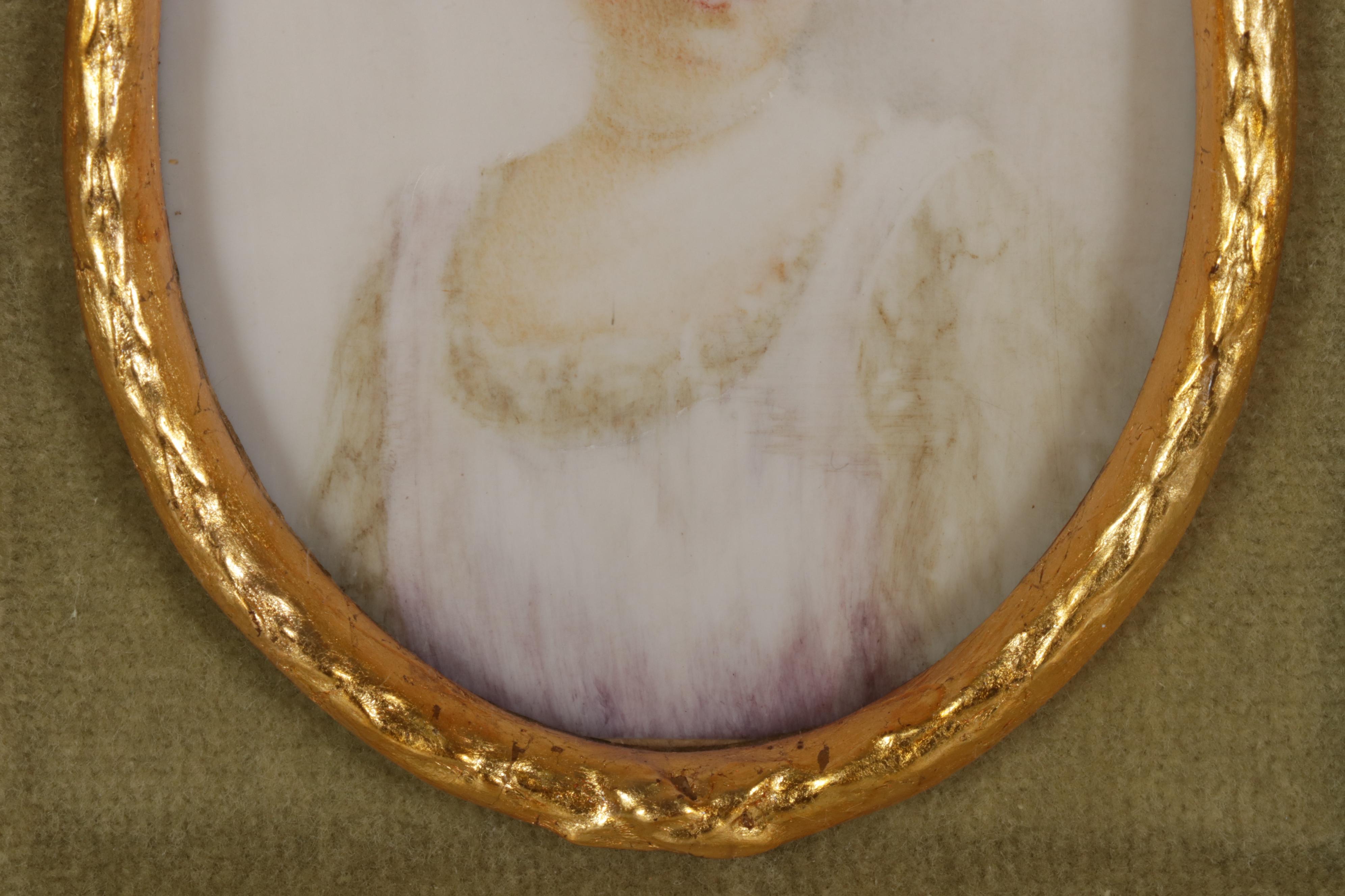 Hand-Painted Porcelain Portrait of Young Woman, Late 19th-Early 20th Century