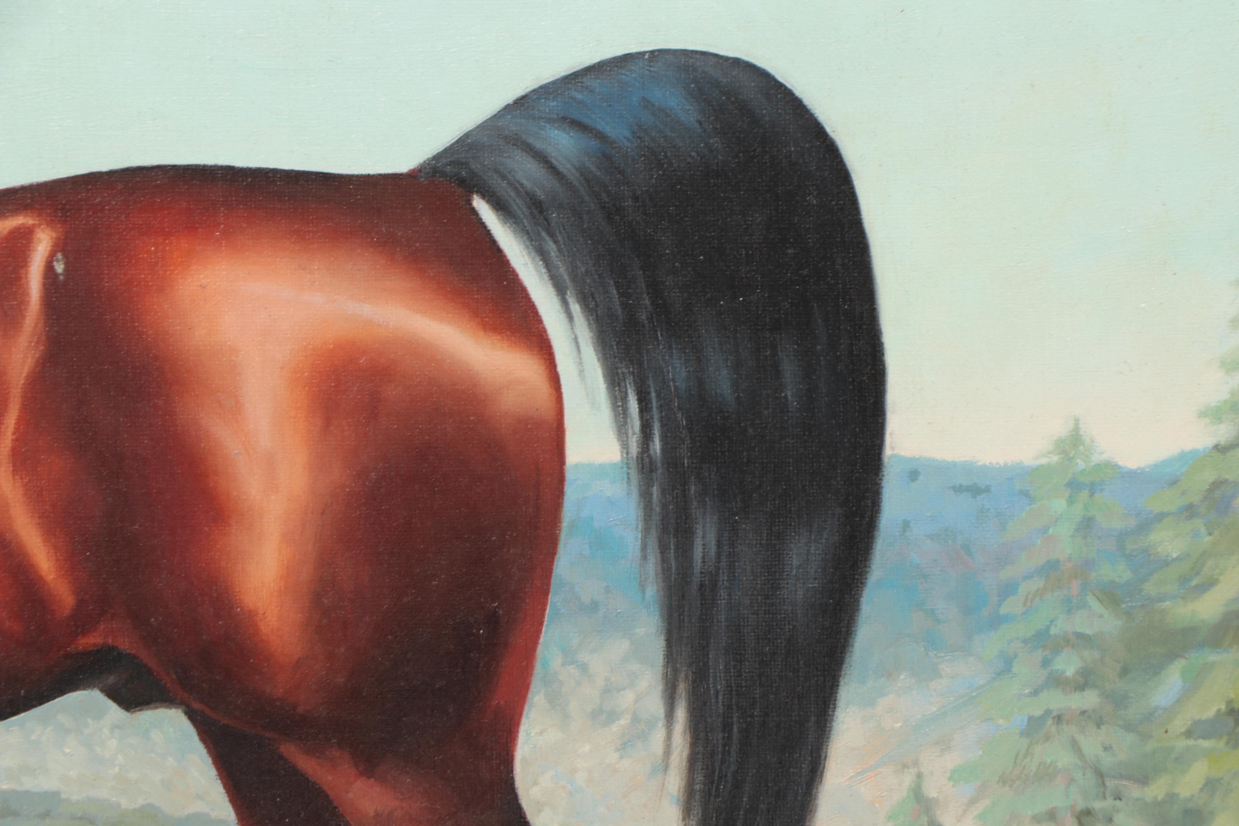 Gladys Brown Edwards Oil Painting of Seal Brown Horse, 1969