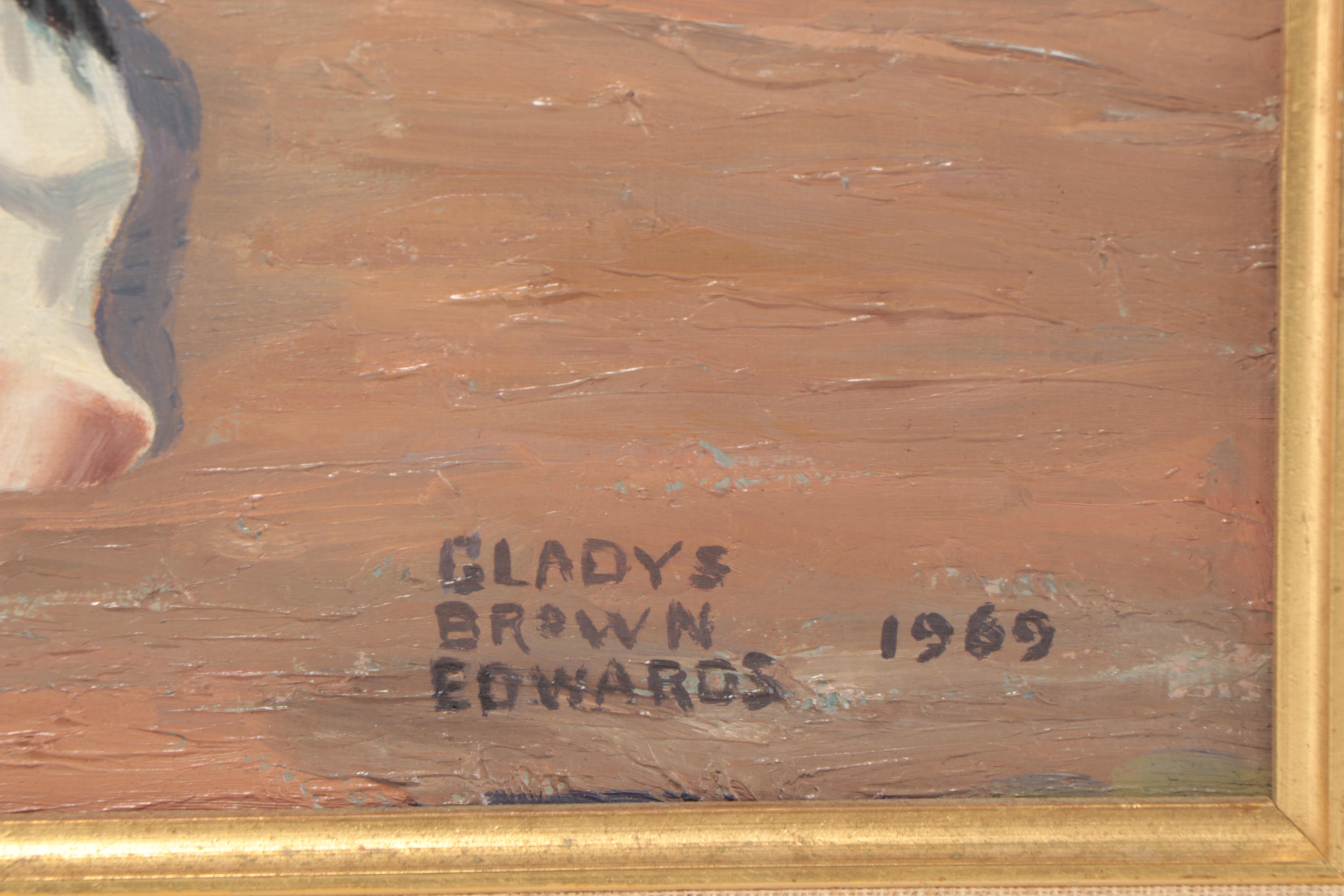 Gladys Brown Edwards Oil Painting of Seal Brown Horse, 1969