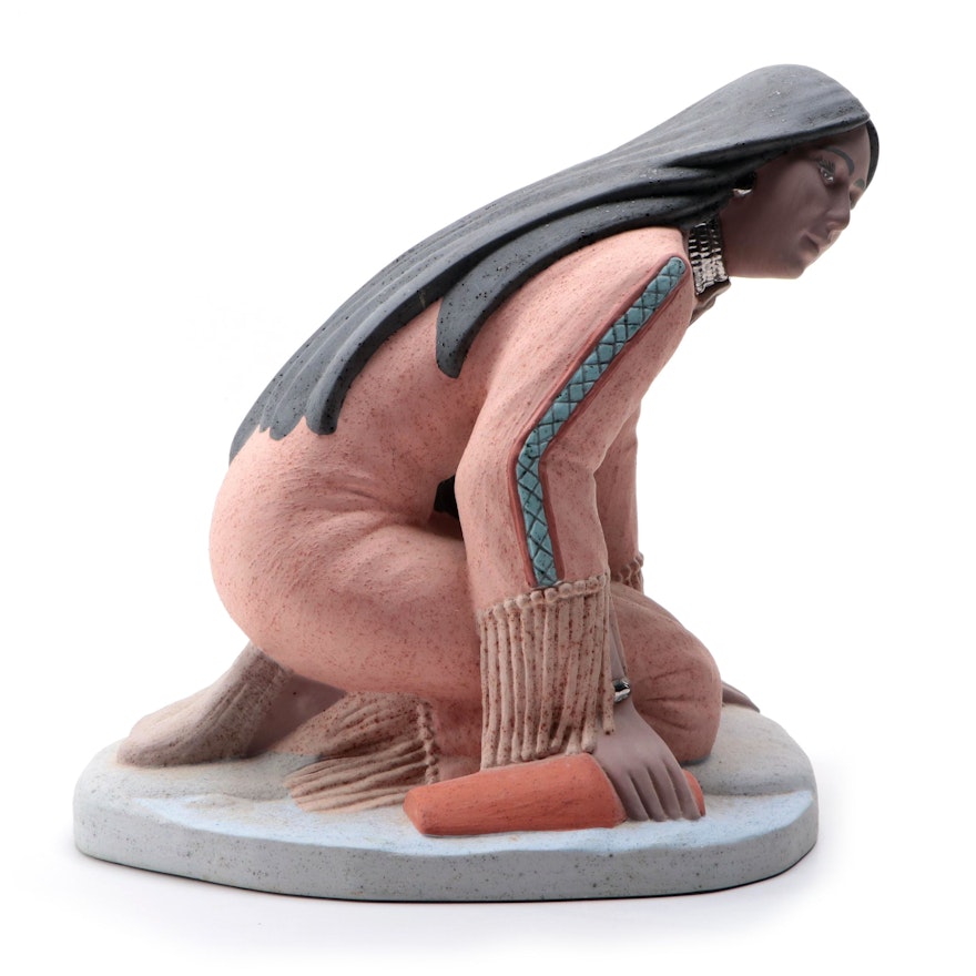 Cole Ceramic Statuette of Woman Collecting Water