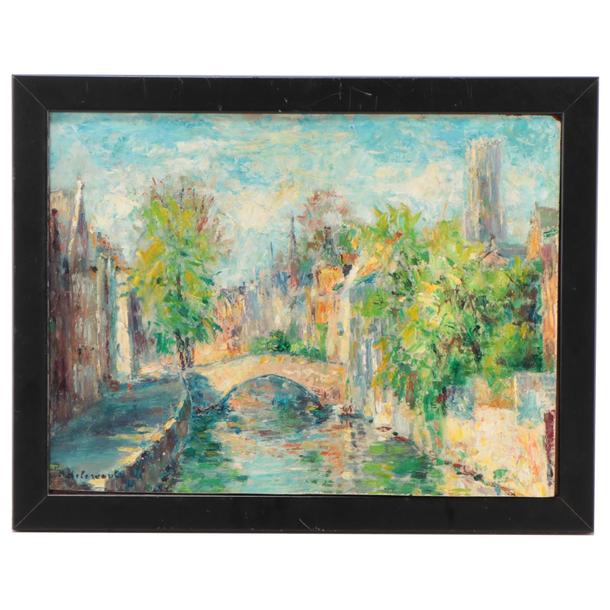 Maurice Helewaut Oil Painting "Bruges Canal"