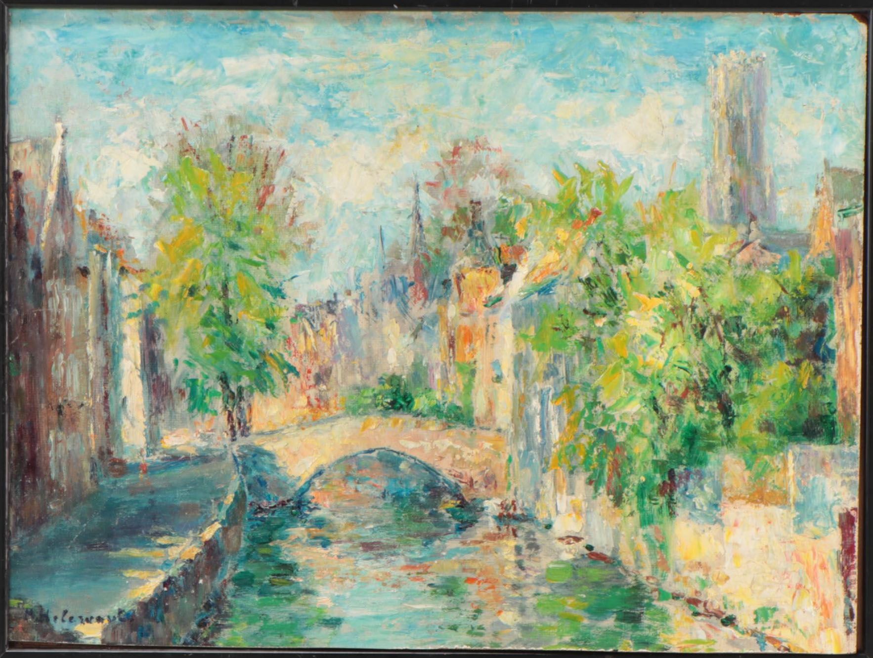 Maurice Helewaut Oil Painting "Bruges Canal"