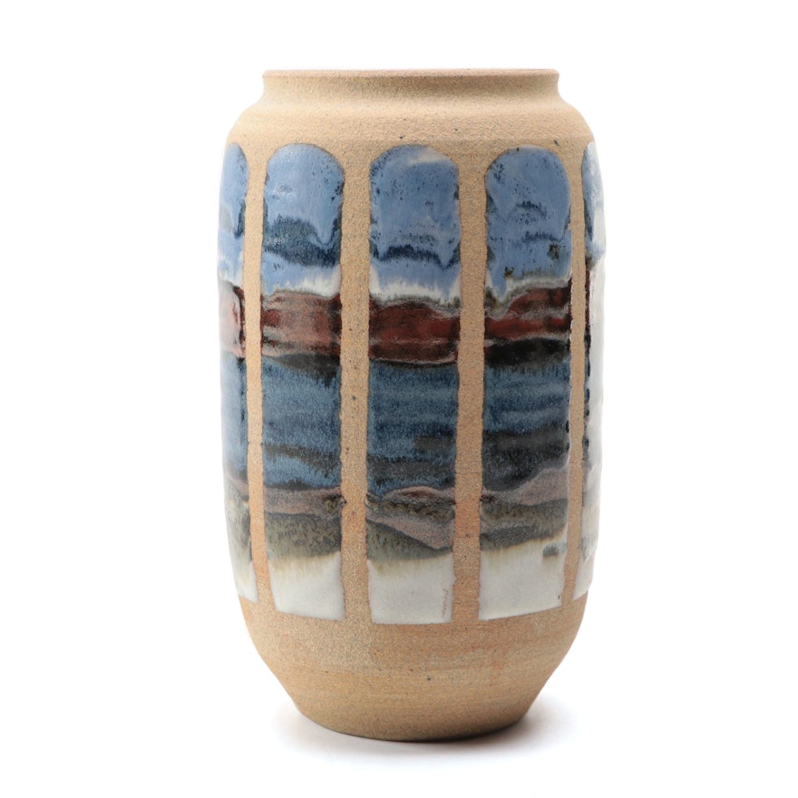 Hazelton Jones Studio Pottery Drip Glaze Stoneware Vase
